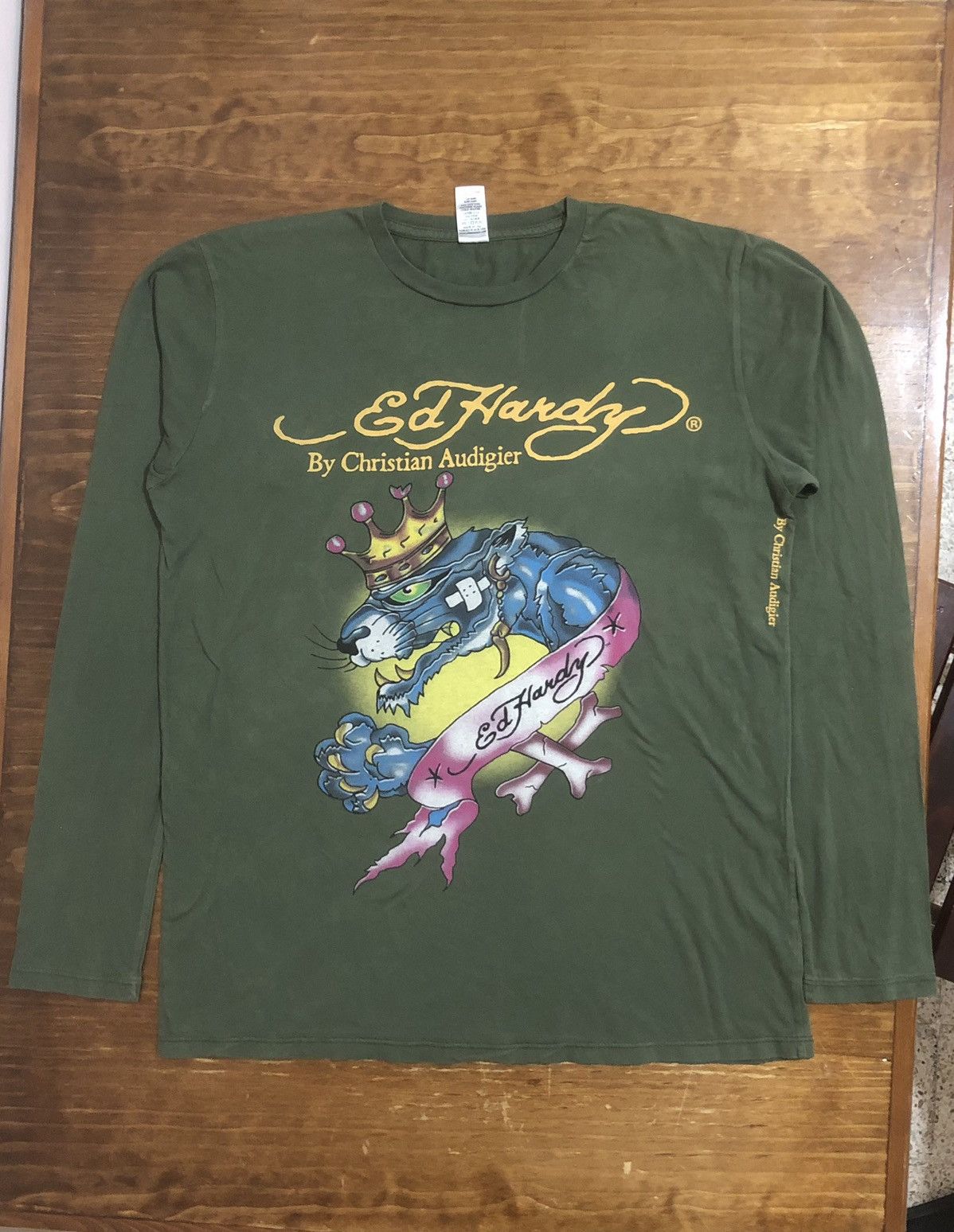 Christian Audigier × Ed Hardy Ed Hardy green long sleeve panther print Size US L / EU 52-54 / 3 - 3 Thumbnail