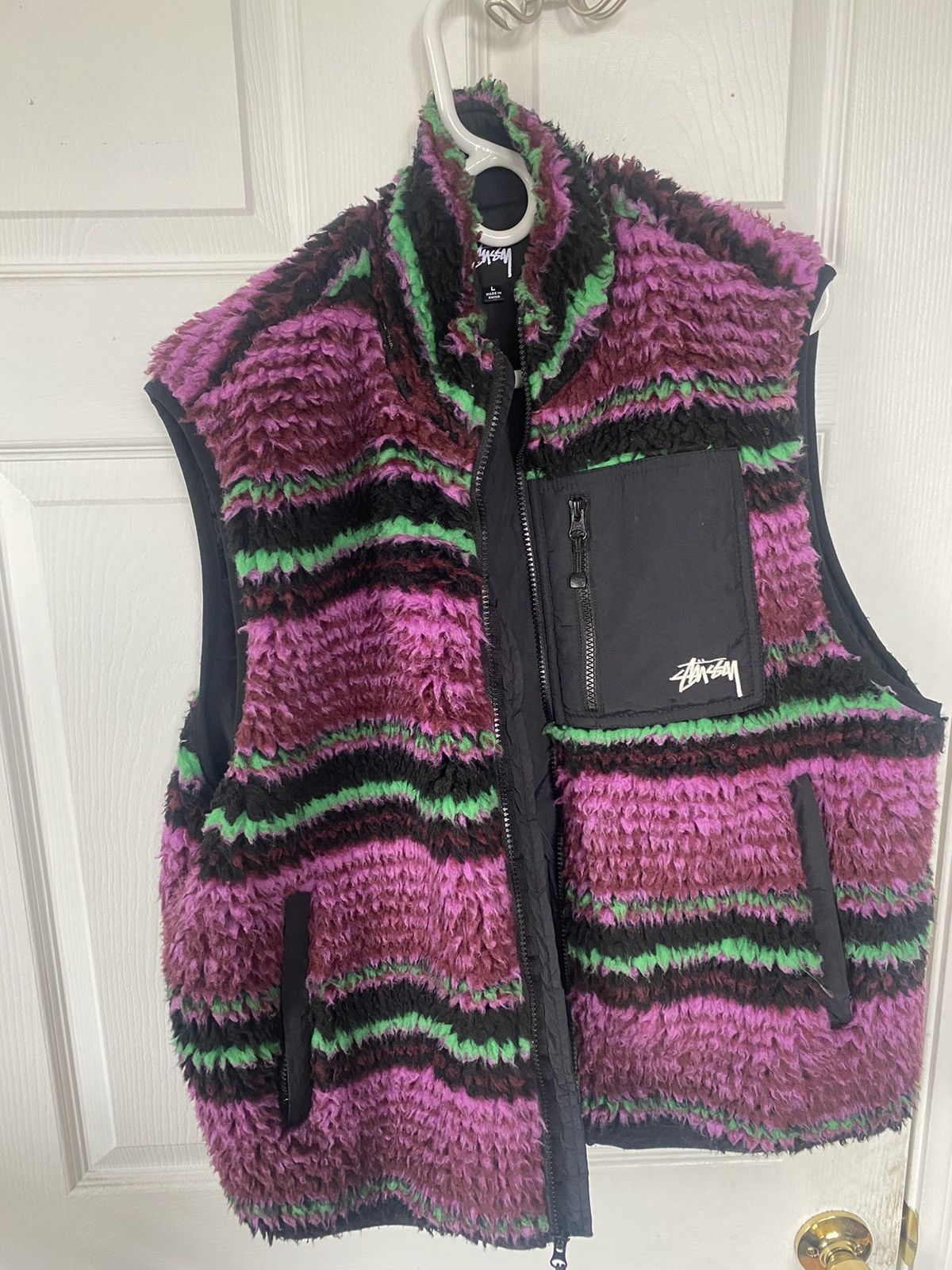 Stüssy - Striped Sherpa Vest | HBX - Globally Curated