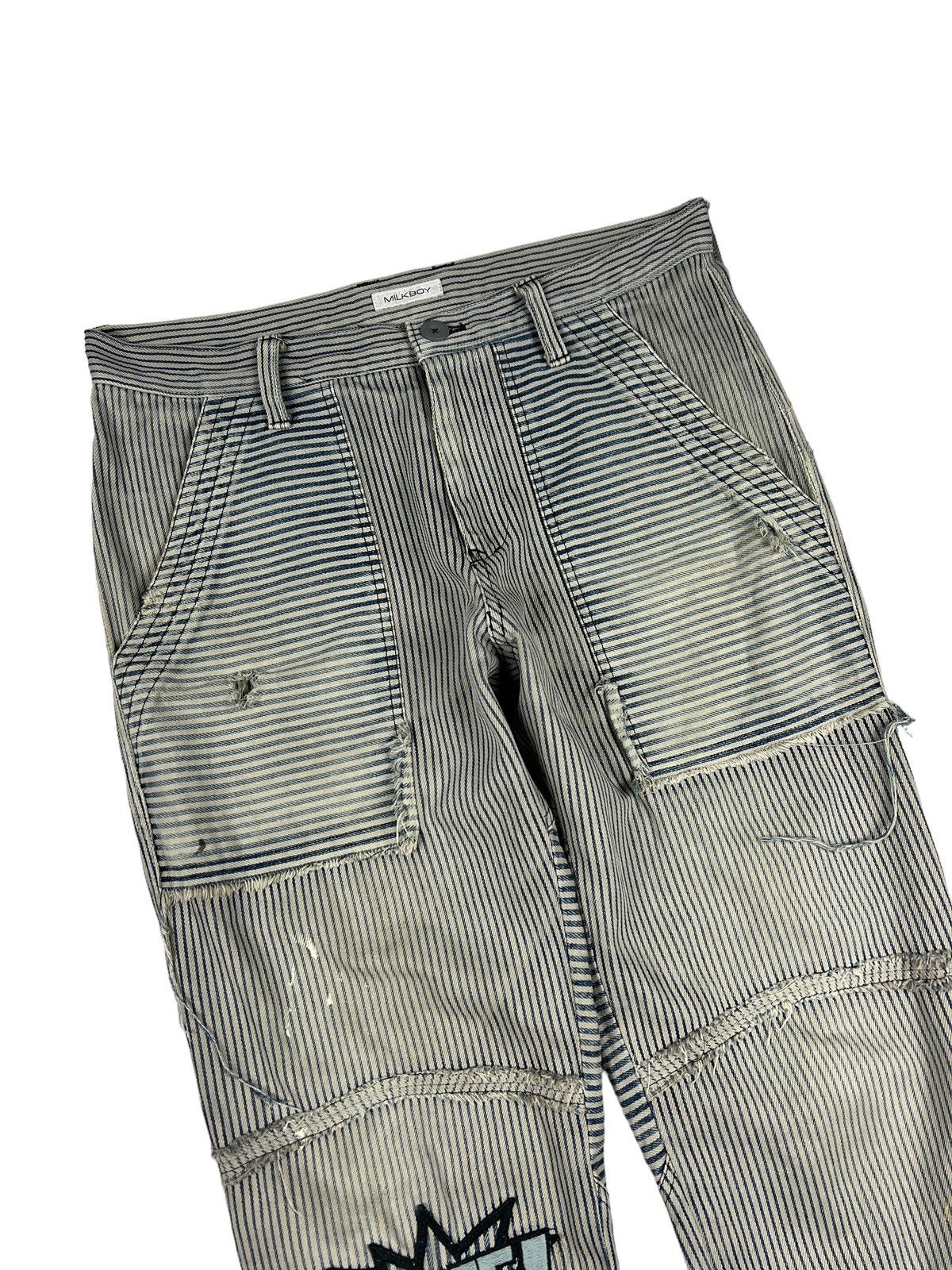 Beauty Beast Milkboy Hickory Stripes Thrashed Reconstruct Pants Size US 31 - 4 Thumbnail