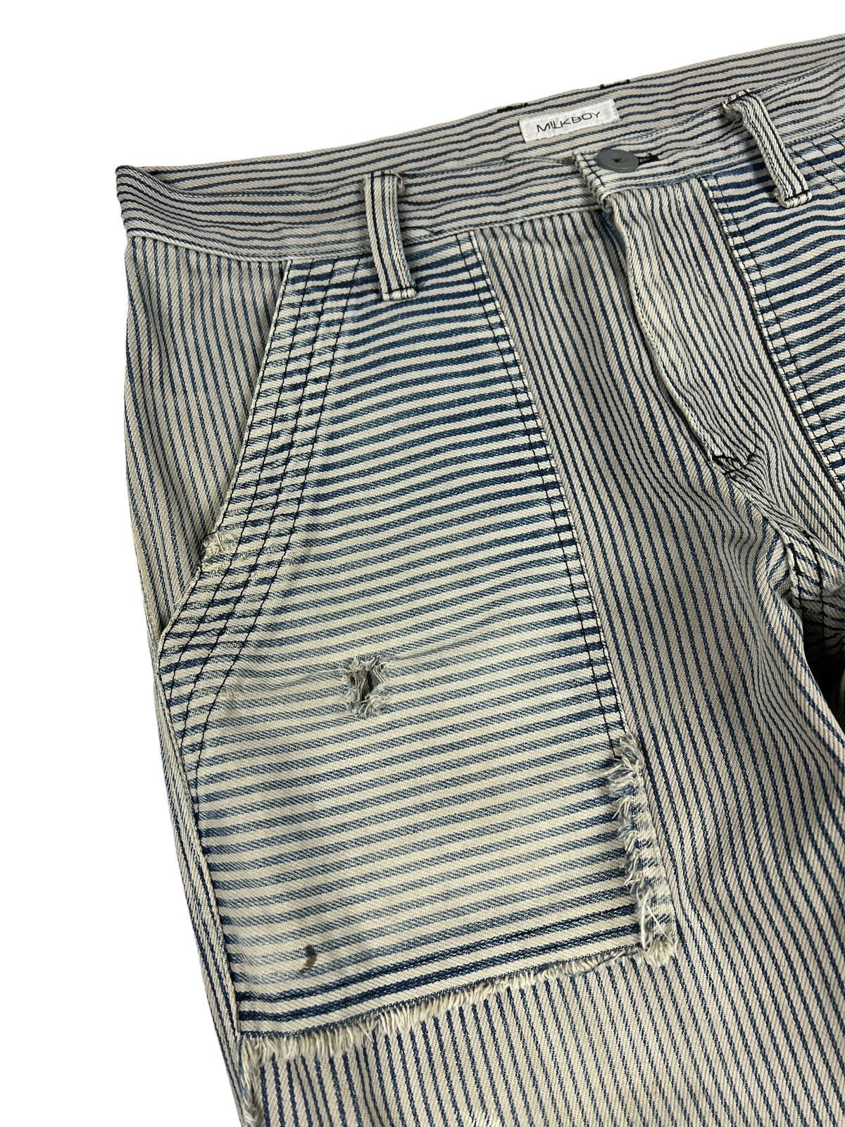 Beauty Beast Milkboy Hickory Stripes Thrashed Reconstruct Pants Size US 31 - 8 Thumbnail