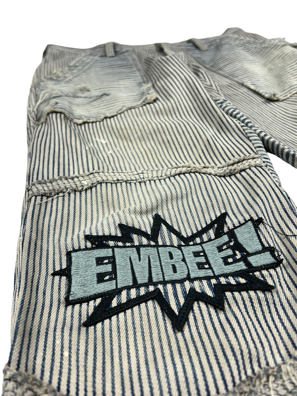 Beauty Beast Milkboy Hickory Stripes Thrashed Reconstruct Pants Size US 31 - 13 Thumbnail