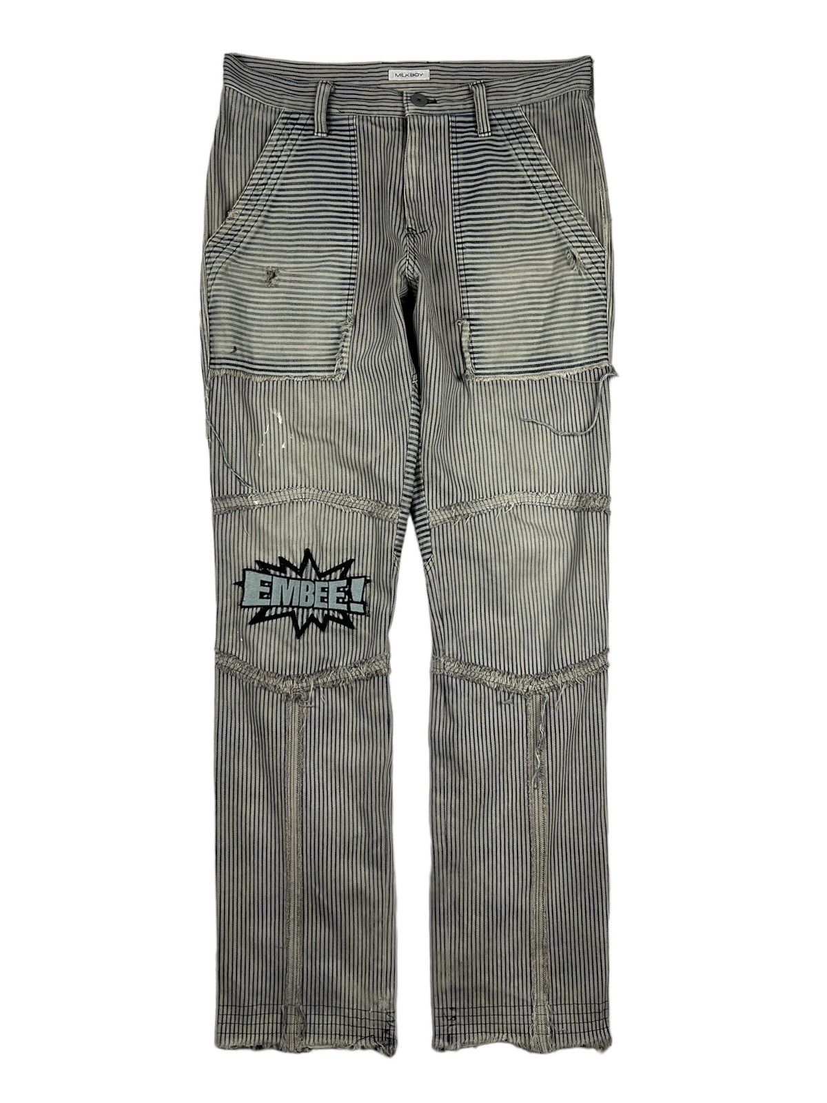 Beauty Beast Milkboy Hickory Stripes Thrashed Reconstruct Pants Size US 31 - 1 Thumbnail