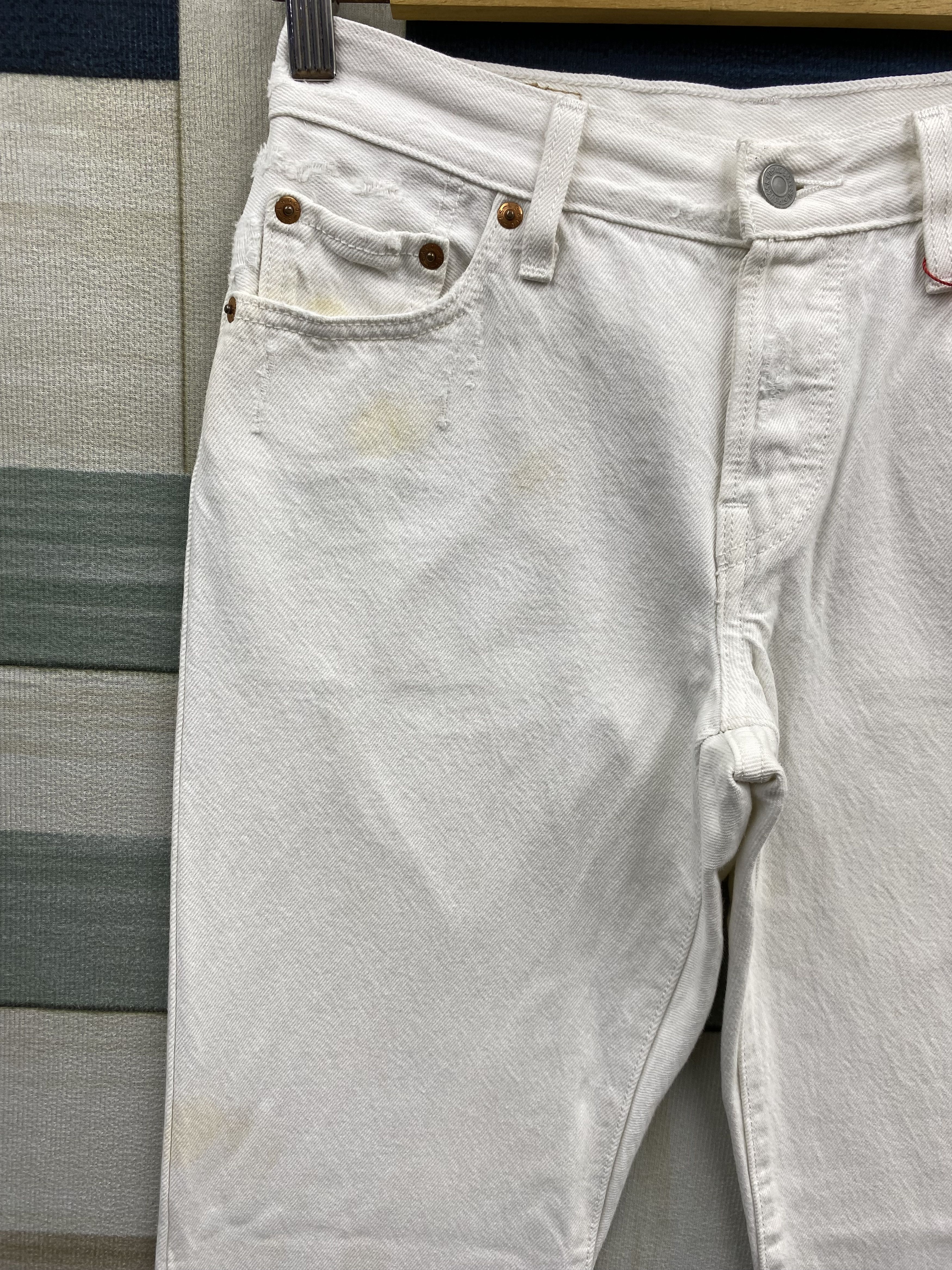 Levi's Levi's 501 Light Distress White Denim Jean Size 25" / US 0 / IT 36 - 7 Thumbnail