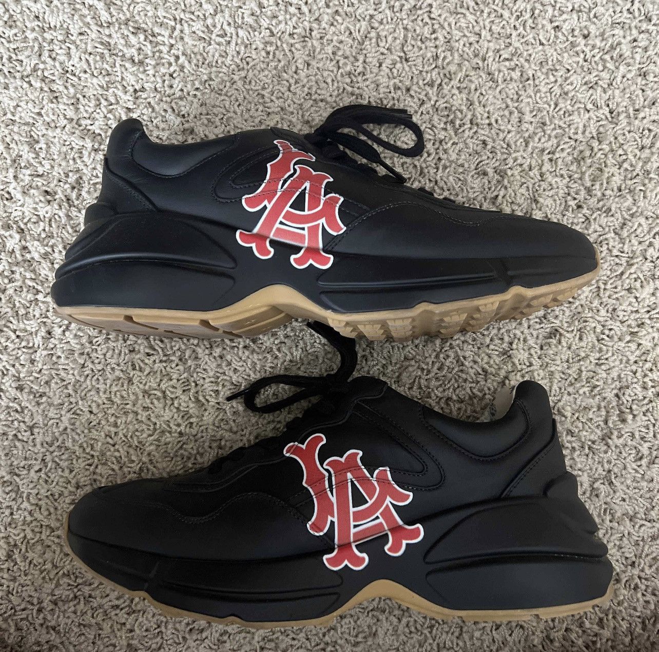 Gucci Gucci Rhyton LA Angels MLB Black Leather Shoes Grailed