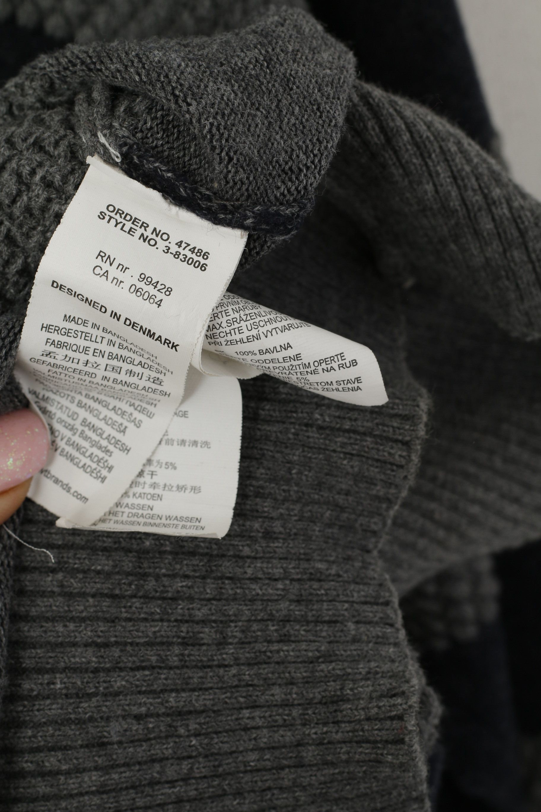 Vintage Jacks Selection Men L Jumper Navy Grey Striped Slim 0242 Size US L / EU 52-54 / 3 - 5 Thumbnail