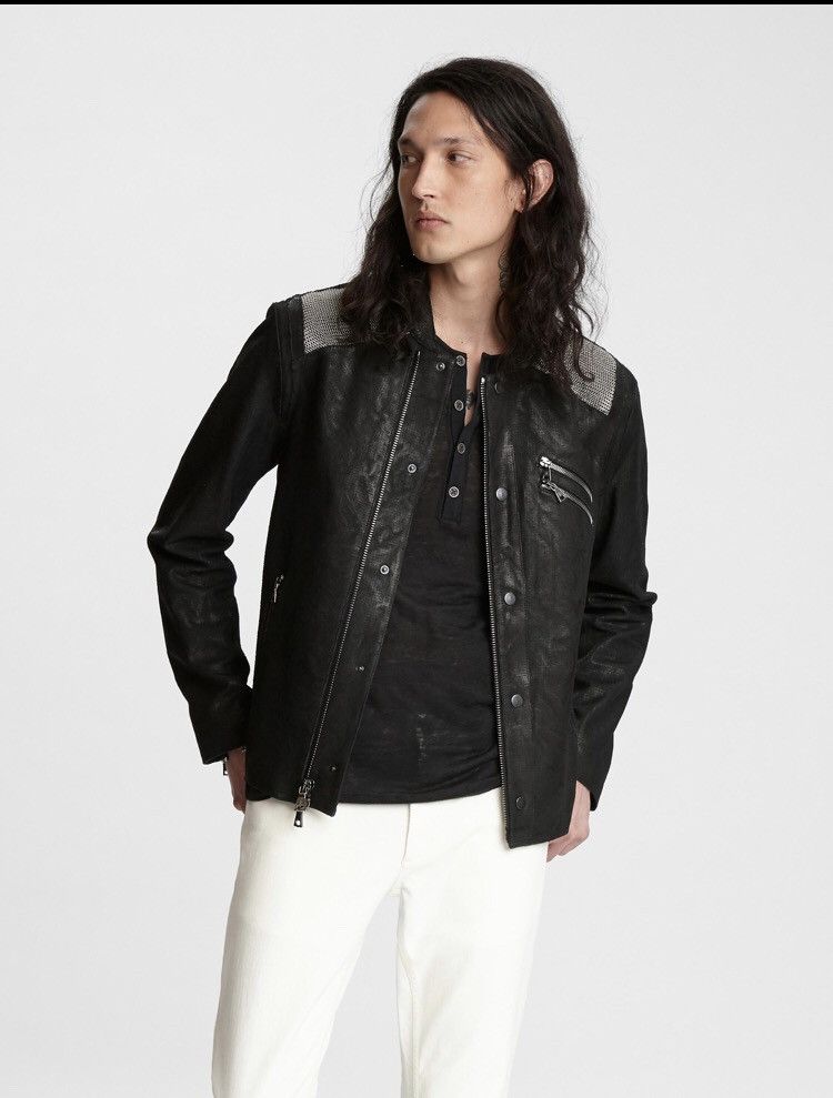 Chainmail leather jacket.