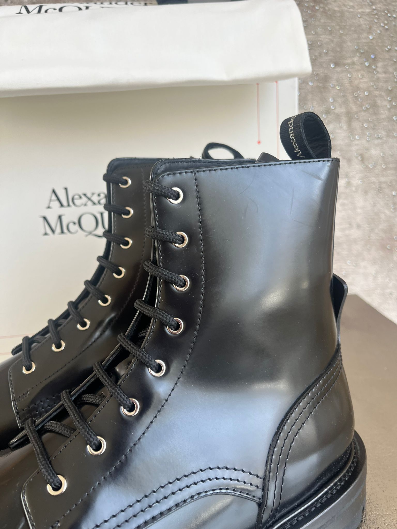 Alexander McQueen Shiny Leather Spazzolato Boots in Black Size US 11 / EU 44 - 11 Thumbnail