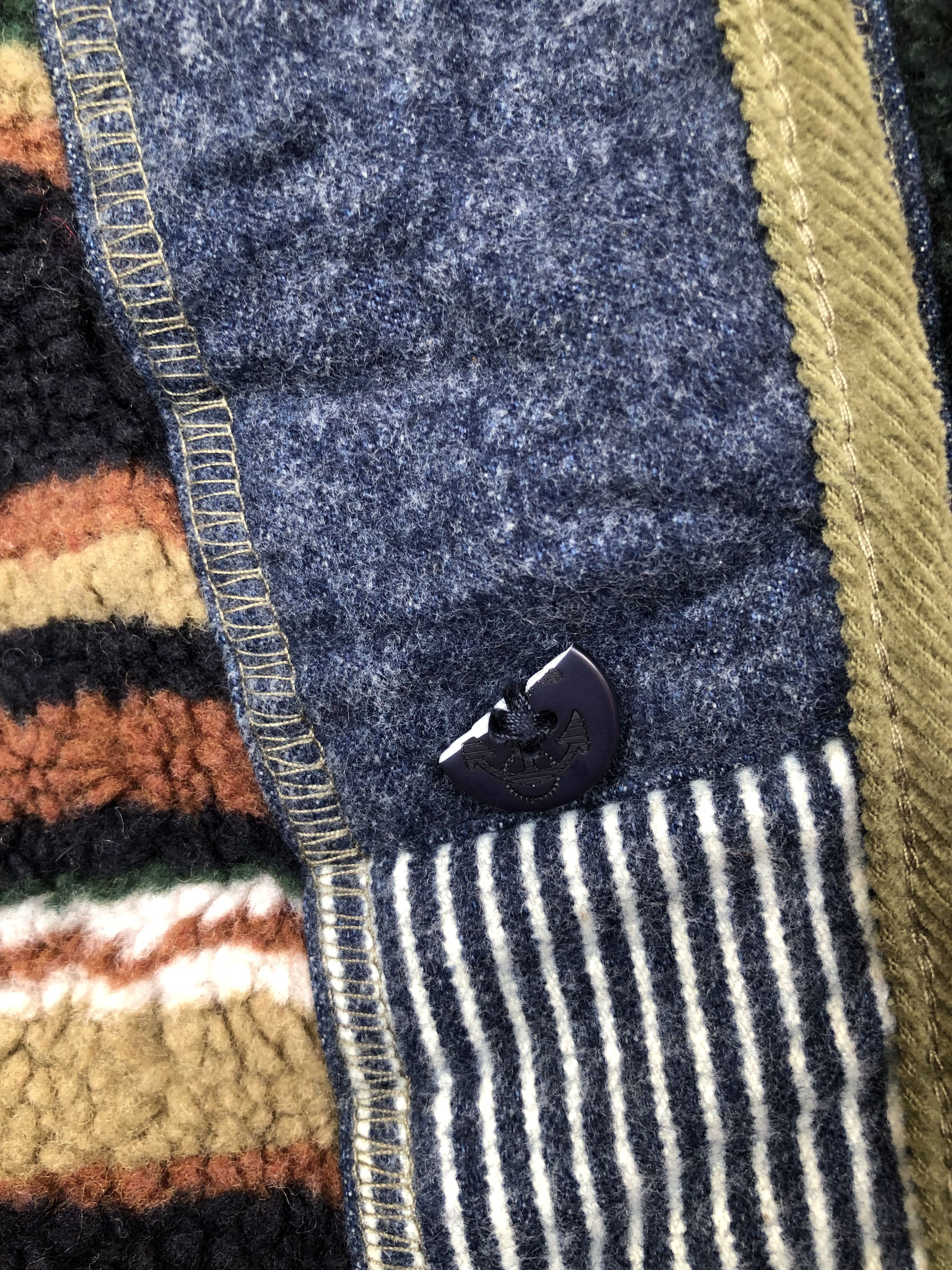 Japanese Brand RARE🔥REVERSIBLE PATCHWORK SHERPA FLEECE BUTTON SNAP JACKET Size US M / EU 48-50 / 2 - 14 Thumbnail