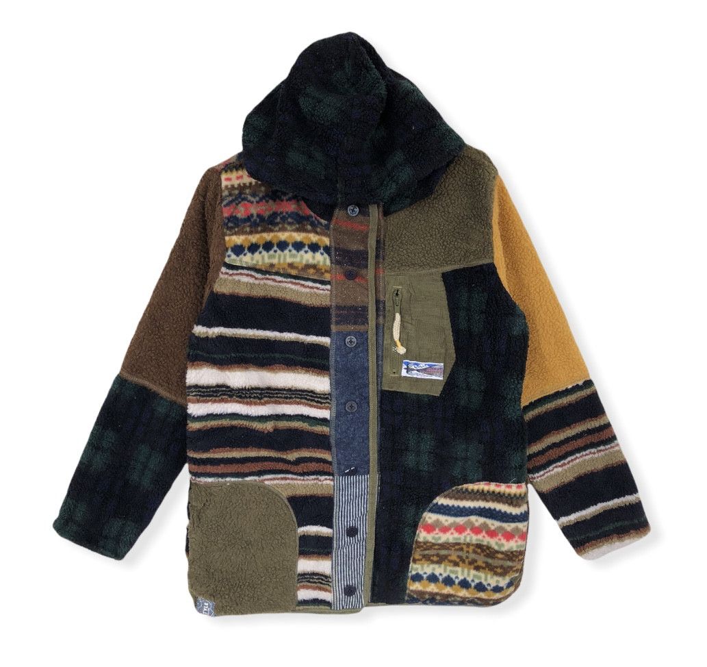 Japanese Brand RARE🔥REVERSIBLE PATCHWORK SHERPA FLEECE BUTTON SNAP JACKET Size US M / EU 48-50 / 2 - 1 Thumbnail