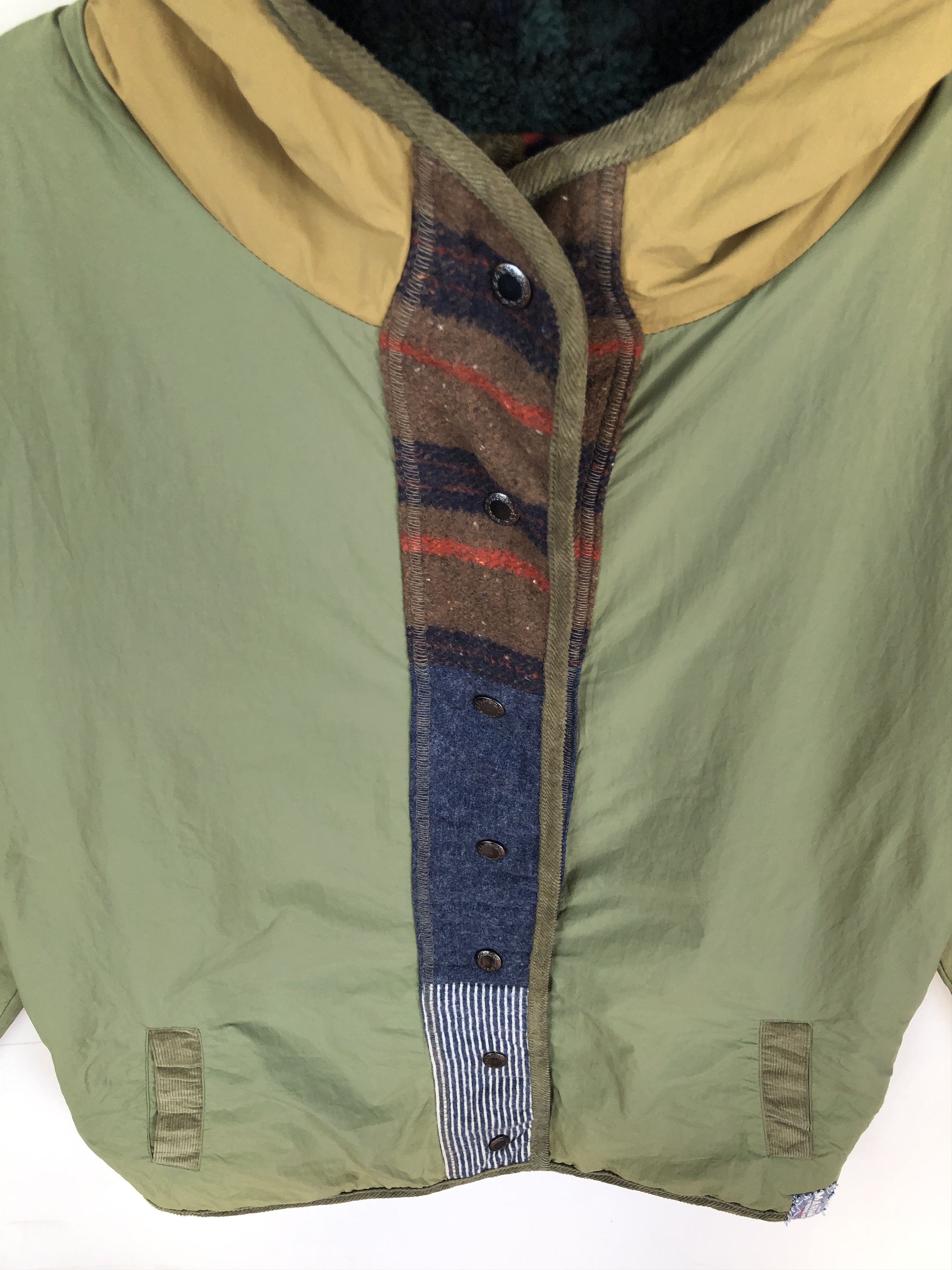 Japanese Brand RARE🔥REVERSIBLE PATCHWORK SHERPA FLEECE BUTTON SNAP JACKET Size US M / EU 48-50 / 2 - 5 Thumbnail