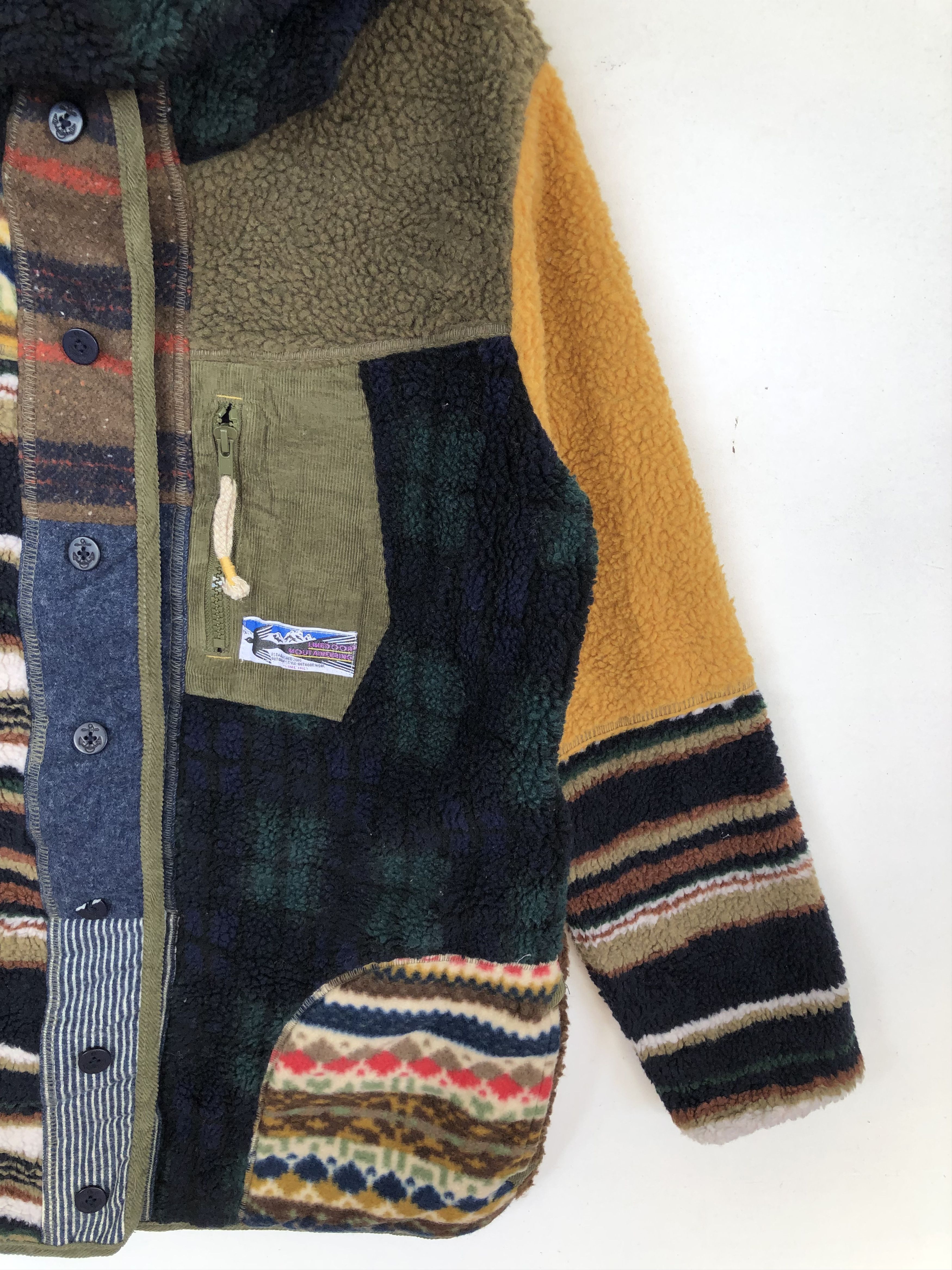 Japanese Brand RARE🔥REVERSIBLE PATCHWORK SHERPA FLEECE BUTTON SNAP JACKET Size US M / EU 48-50 / 2 - 9 Thumbnail