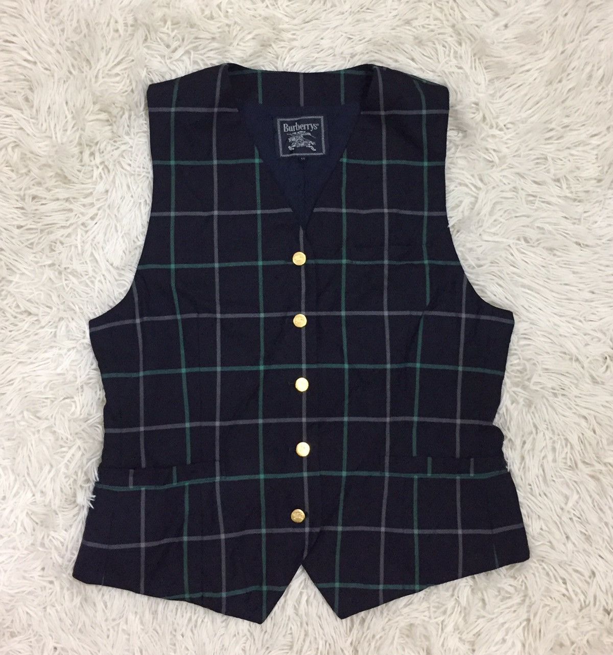 Burberry Vintage Burberry Vest Button Up Plaid Design Size 34R - 5 Thumbnail