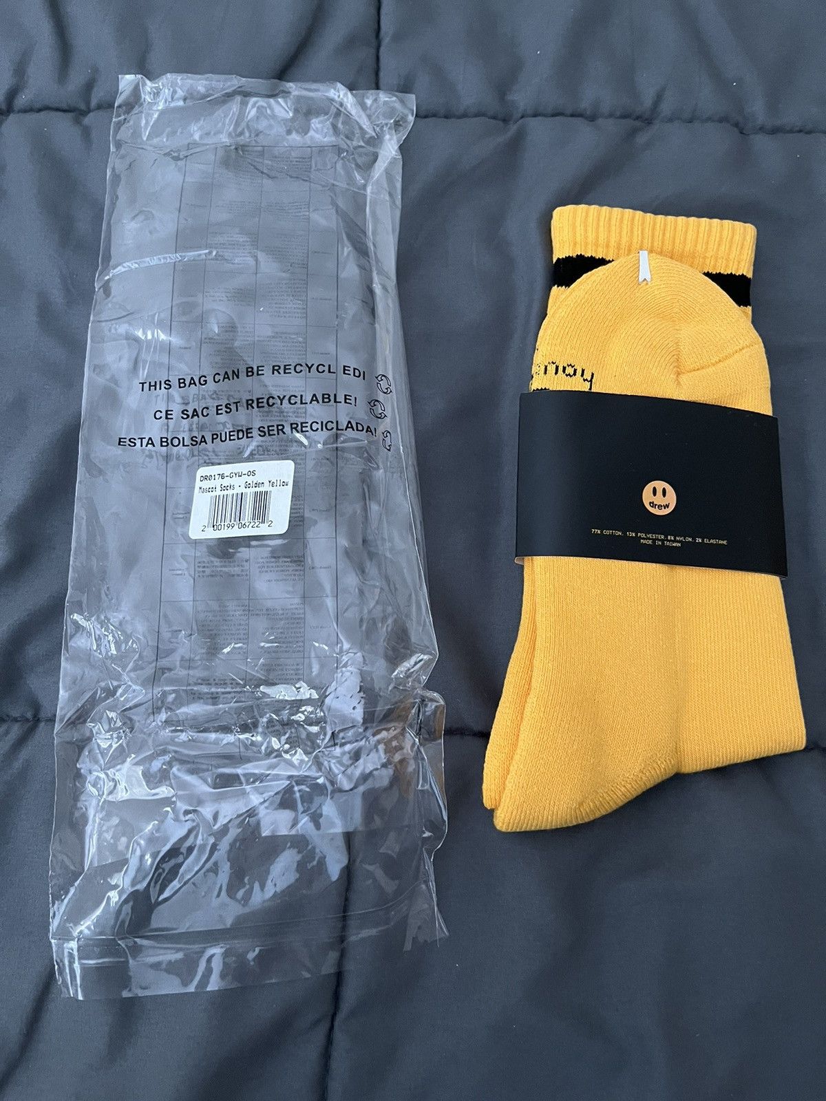 Drew House × Justin Bieber Drew House Mascot Socks - Golden Yellow Size ONE SIZE - 4 Thumbnail