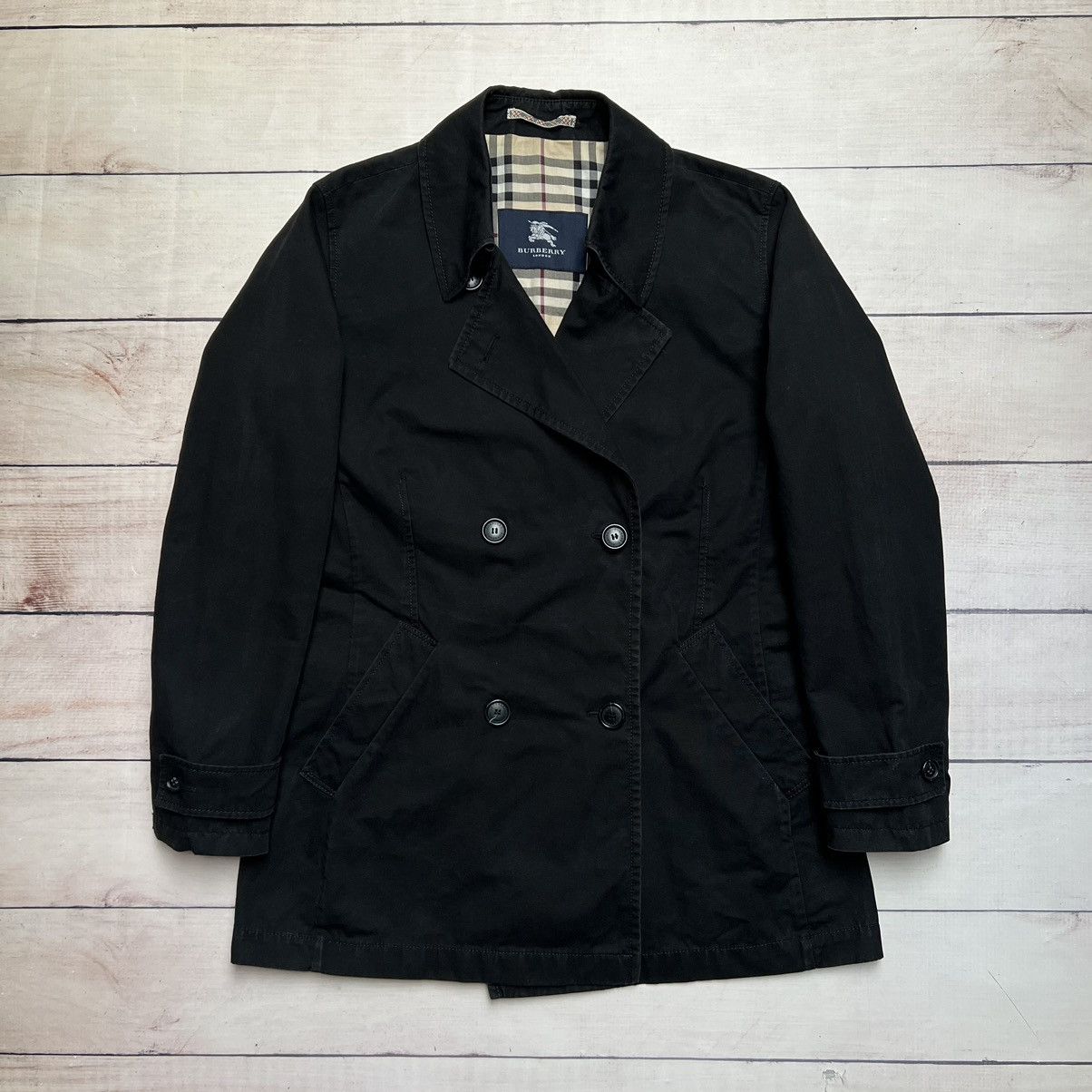 Burberry × Designer Black Trench Coat Burberry Check Checkered Size M / US 6-8 / IT 42-44 - 1 Thumbnail