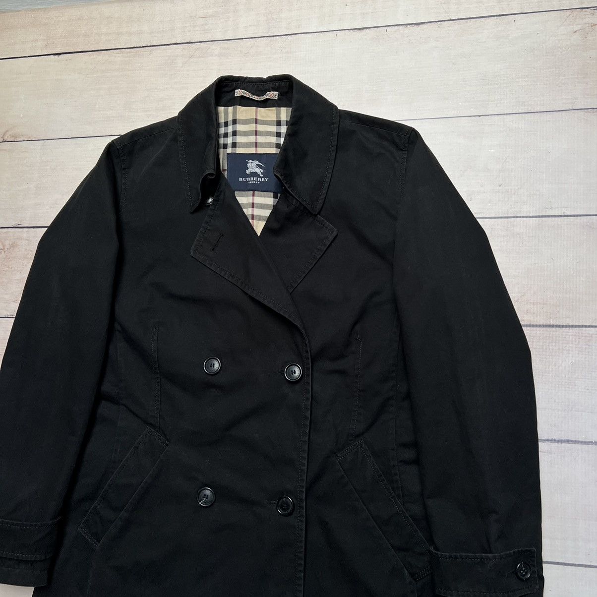 Burberry × Designer Black Trench Coat Burberry Check Checkered Size M / US 6-8 / IT 42-44 - 3 Thumbnail