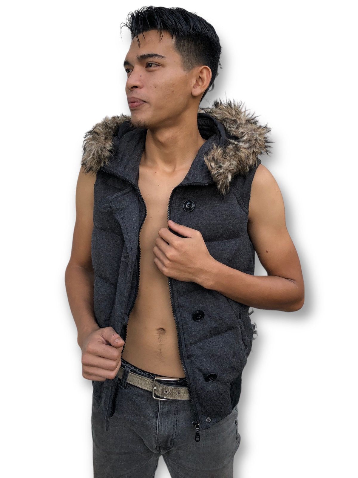 20471120 × Issey Miyake ‼️RARE‼️ 20020801 PLST Down Vest Jacket With Fur Hoodie Size US S / EU 44-46 / 1 - 3 Thumbnail