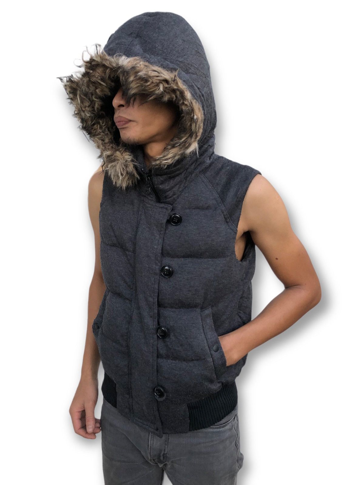 20471120 × Issey Miyake ‼️RARE‼️ 20020801 PLST Down Vest Jacket With Fur Hoodie Size US S / EU 44-46 / 1 - 1 Thumbnail