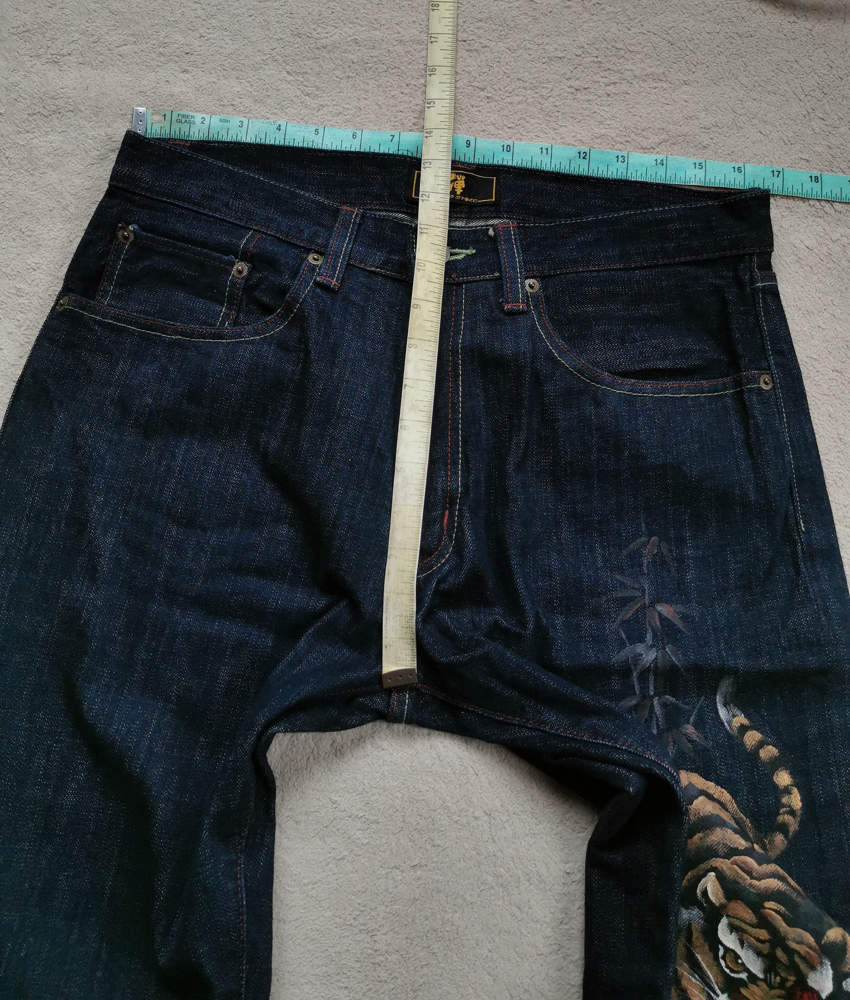 If Six Was Nine Zen Kyoto Style Tiger Bamboo Hand Painted Jeans Size US 33 - 11 Thumbnail