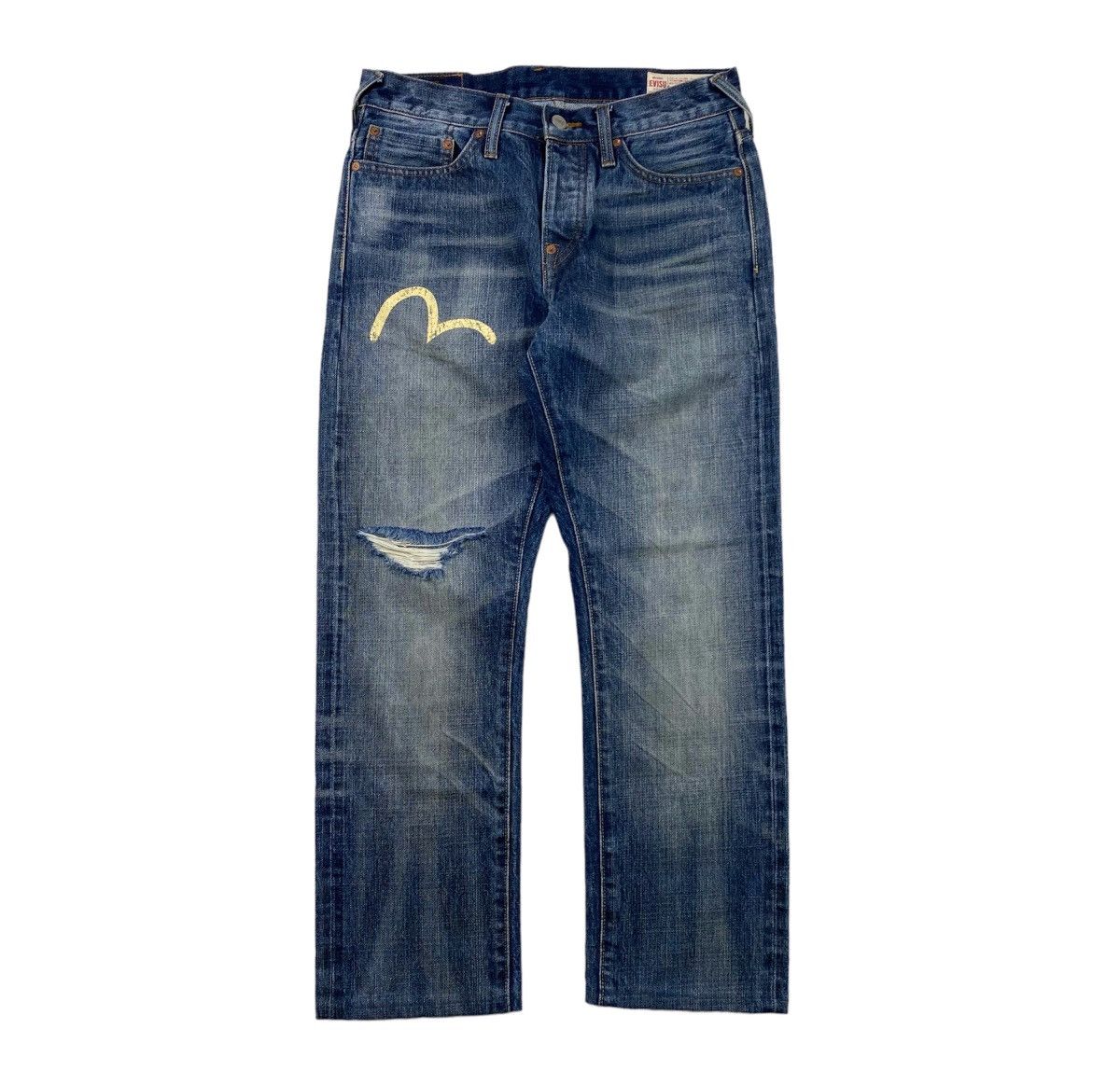 Evisu Evisu logo distressed selvedge jeans 2008 Size US 29 - 4 Thumbnail
