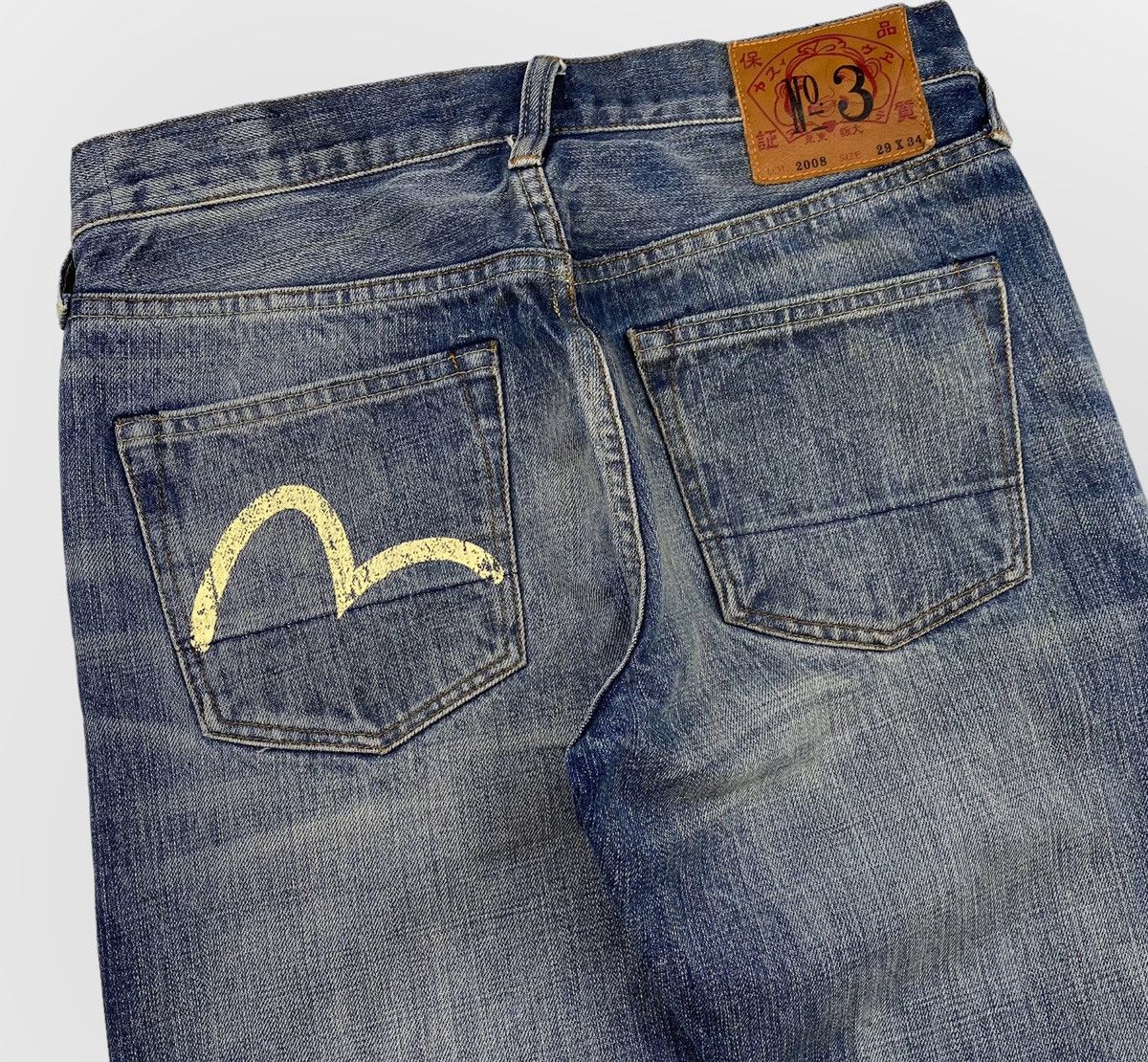 Evisu Evisu logo distressed selvedge jeans 2008 Size US 29 - 5 Thumbnail