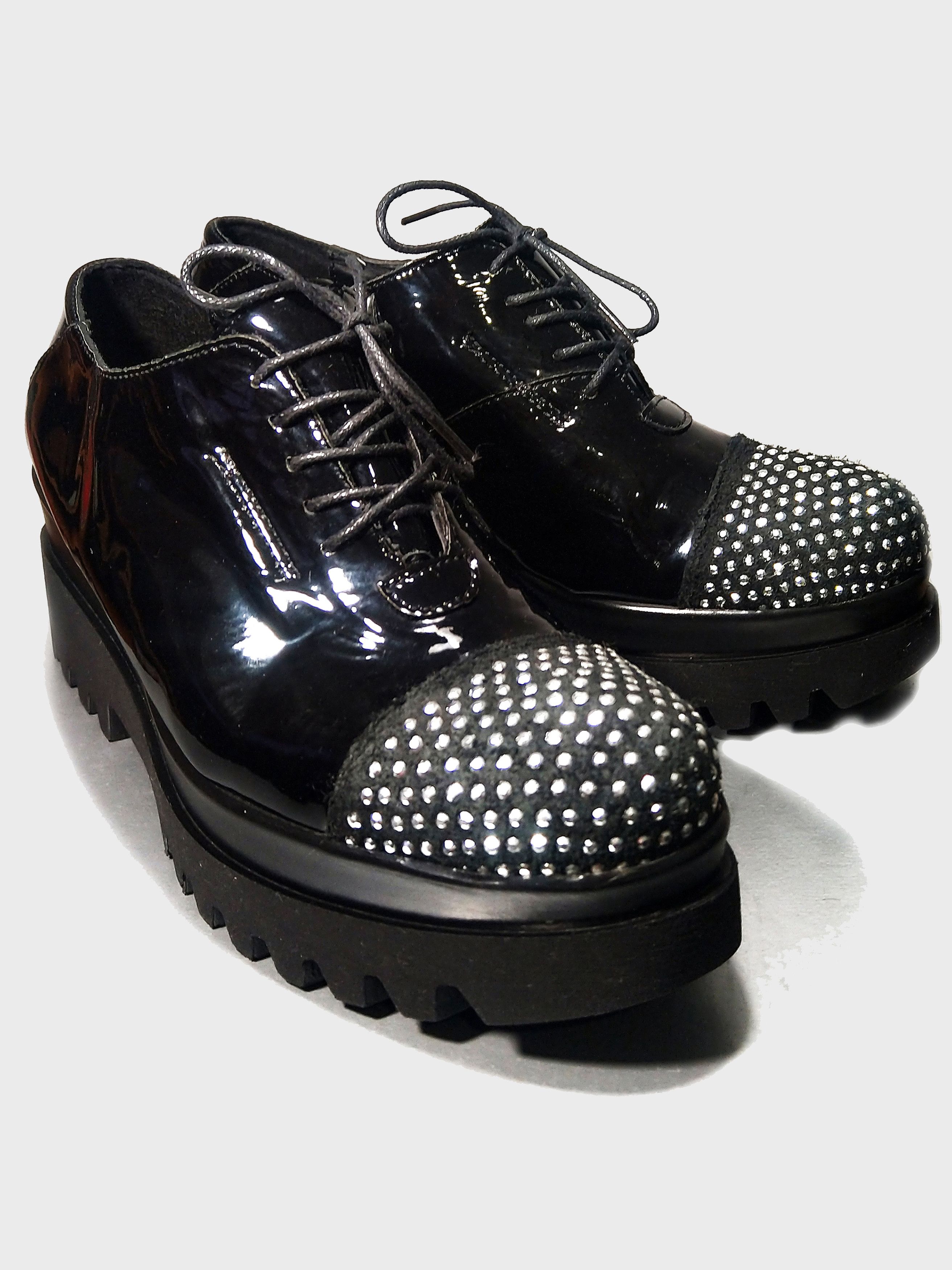 Vera Pelle Cw chewing black patent Italian leather low shoes Size US 8 / IT 38 - 5 Thumbnail