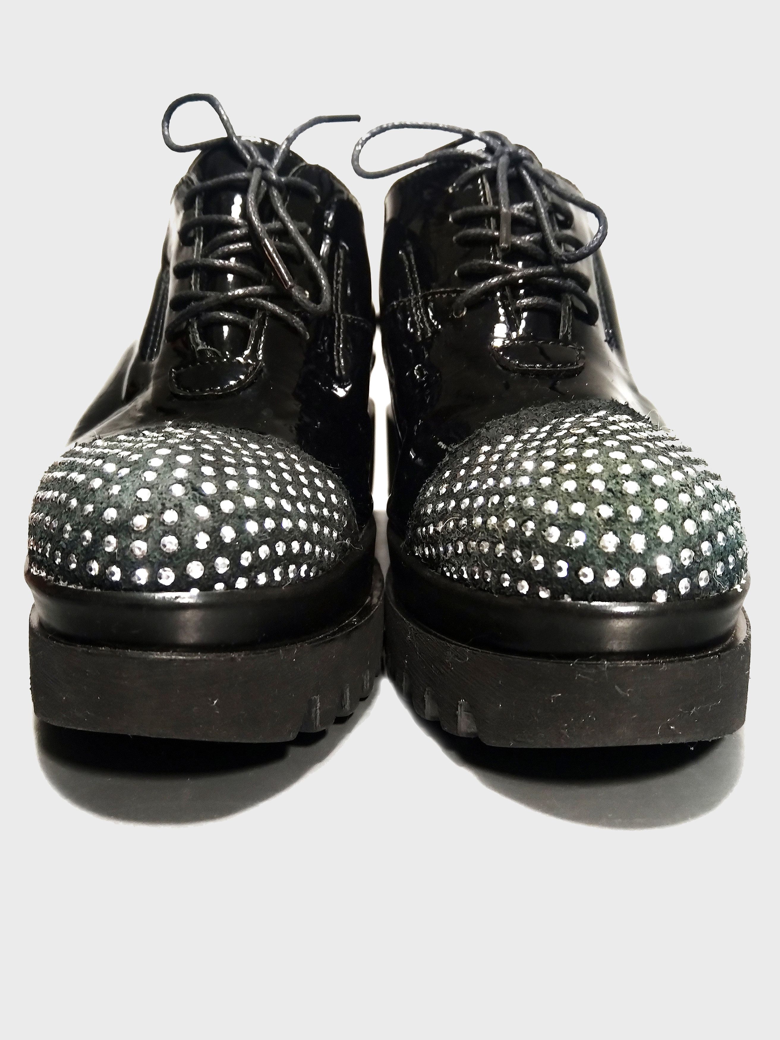 Vera Pelle Cw chewing black patent Italian leather low shoes Size US 8 / IT 38 - 3 Thumbnail