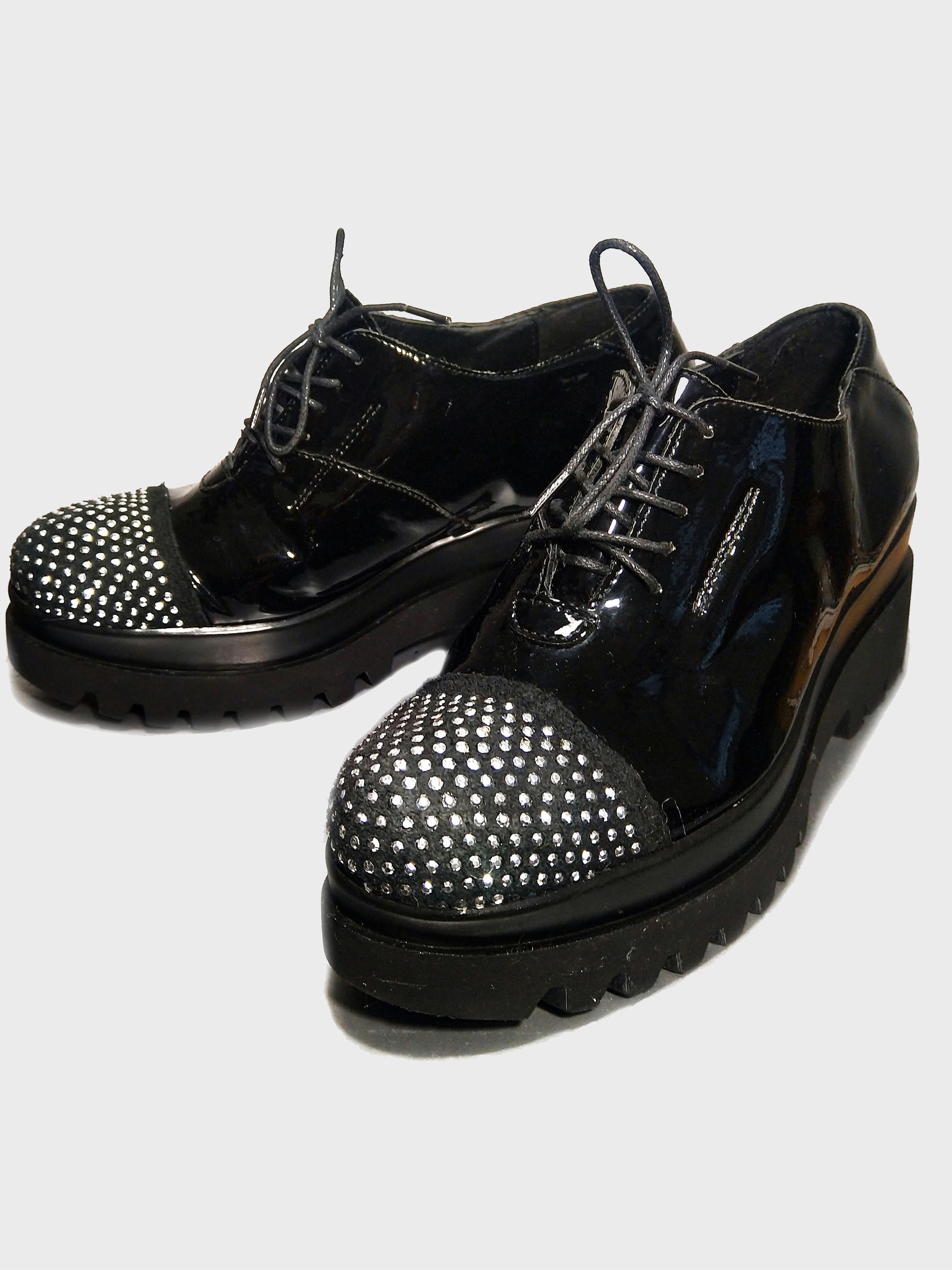 Vera Pelle Cw chewing black patent Italian leather low shoes Size US 8 / IT 38 - 4 Thumbnail