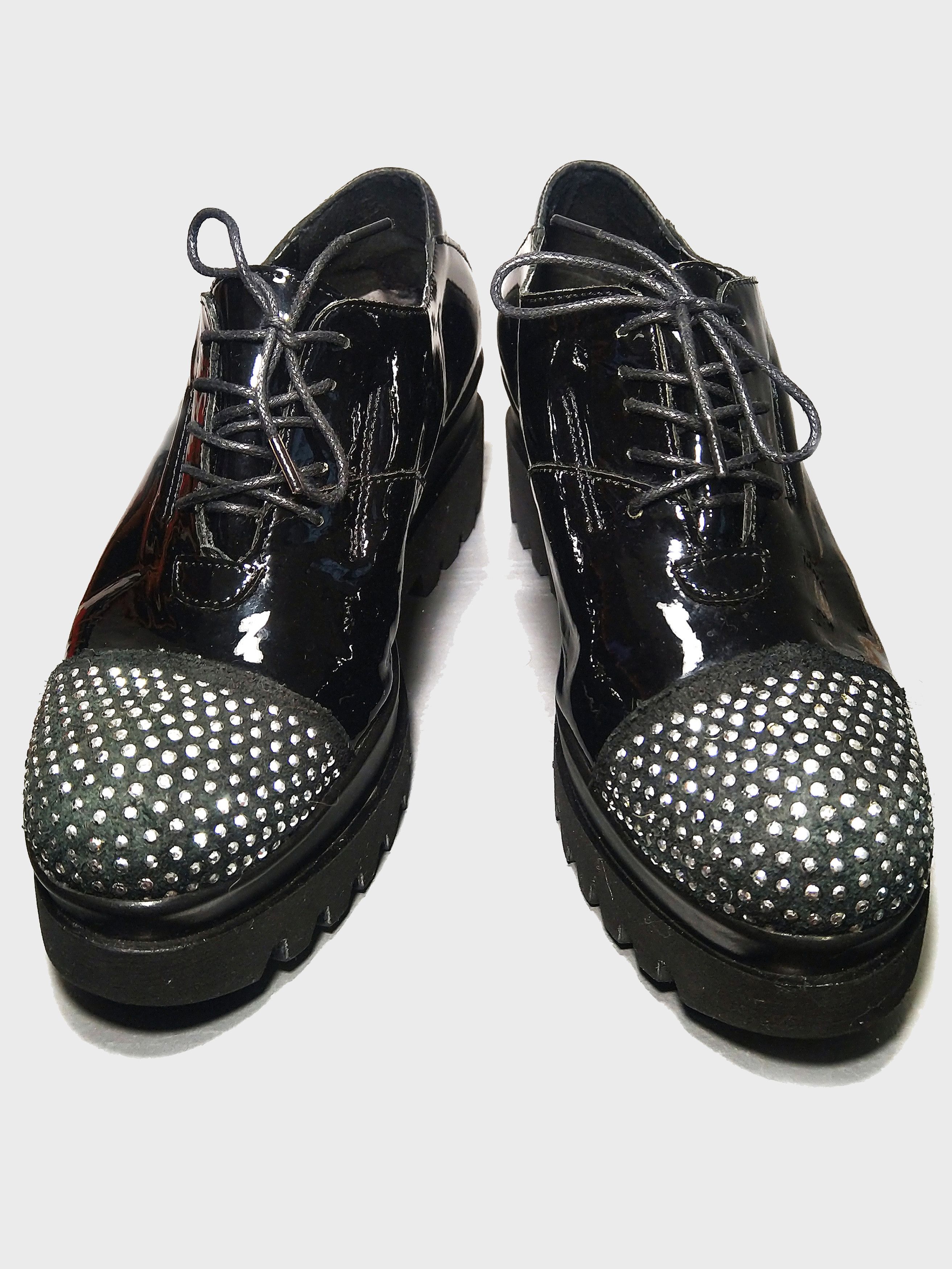 Vera Pelle Cw chewing black patent Italian leather low shoes Size US 8 / IT 38 - 2 Thumbnail