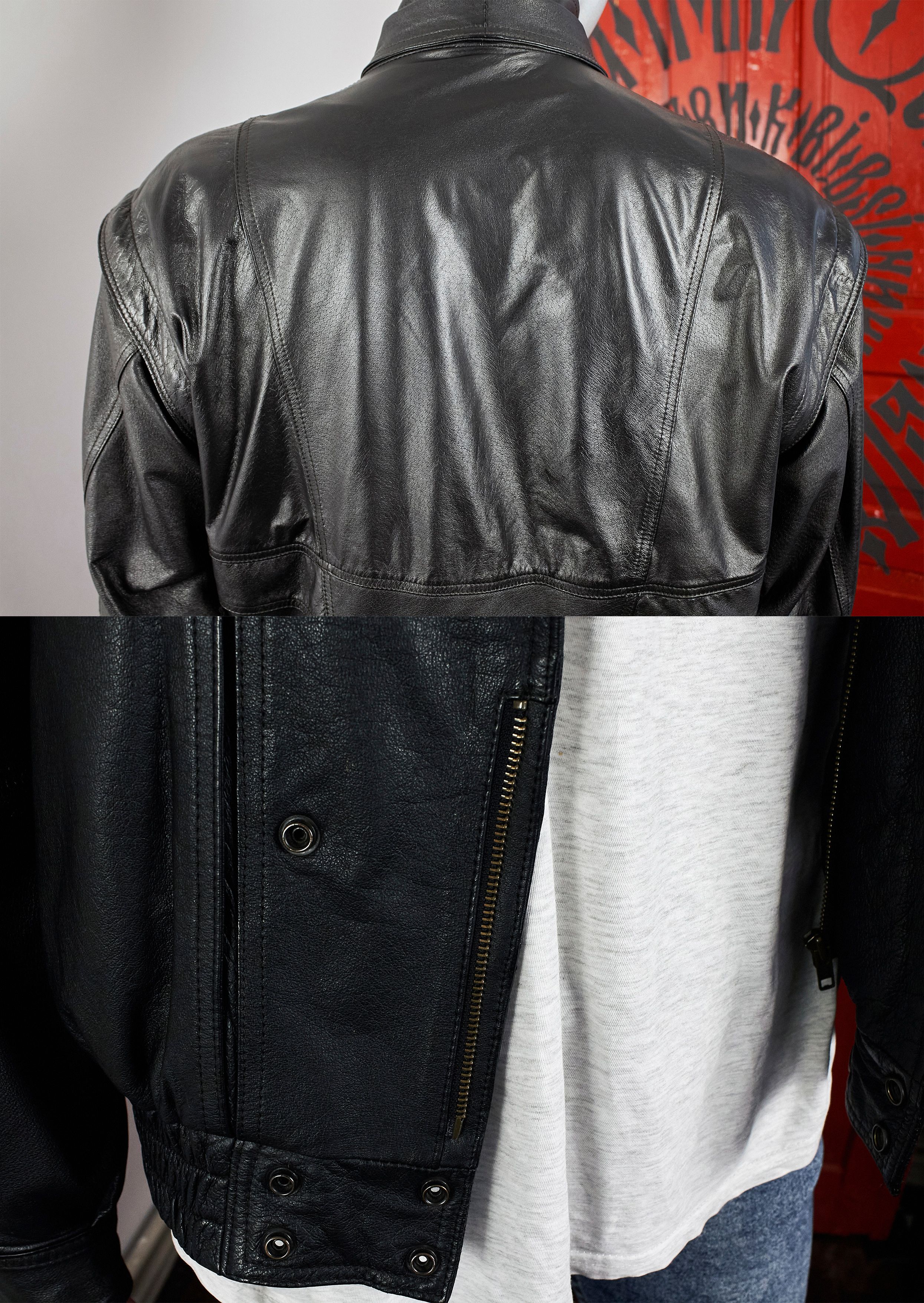 Vintage Vintage black leather jacket, bomber, vest Size US M / EU 48-50 / 2 - 7 Thumbnail