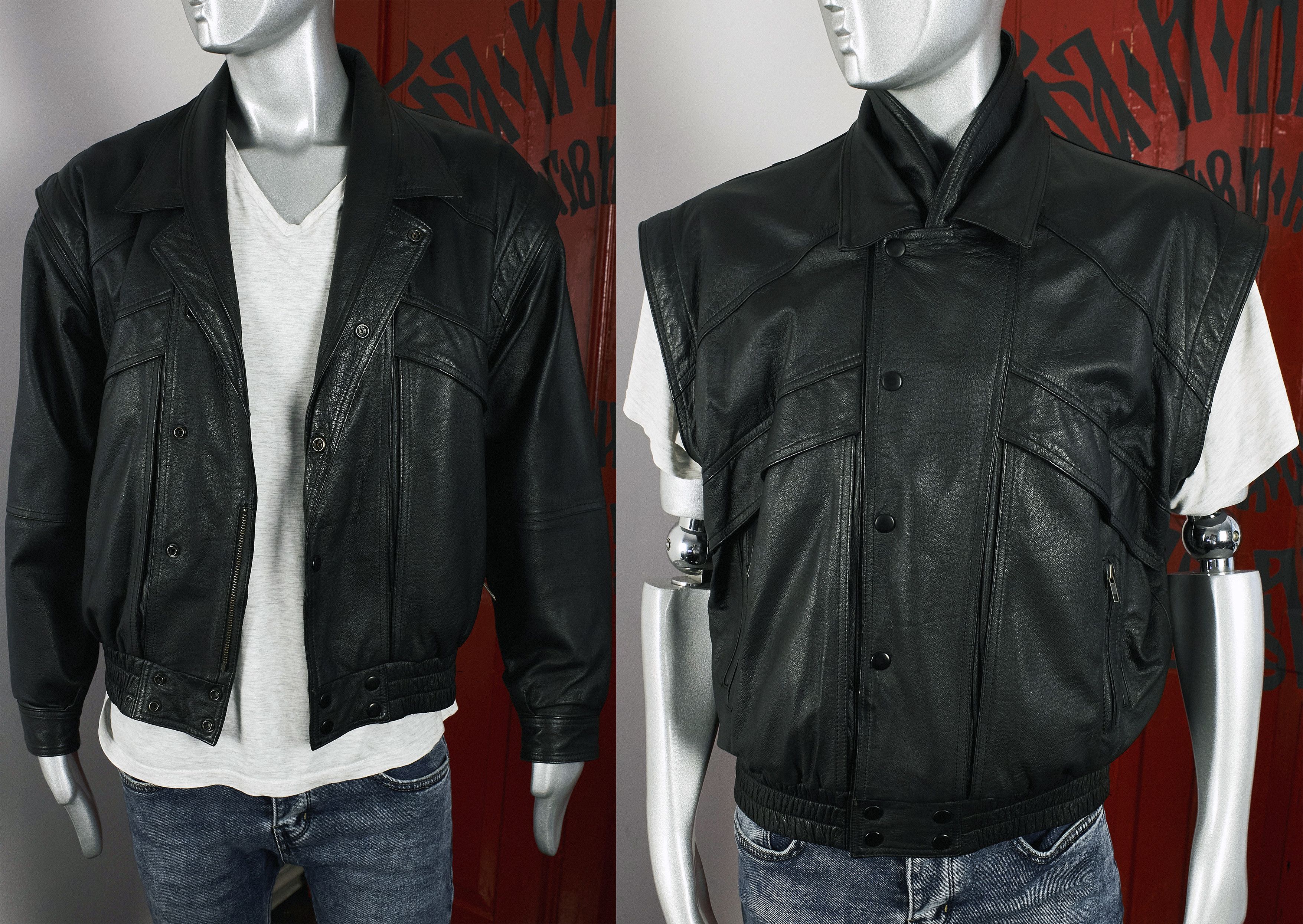 Vintage Vintage black leather jacket, bomber, vest Size US M / EU 48-50 / 2 - 6 Thumbnail