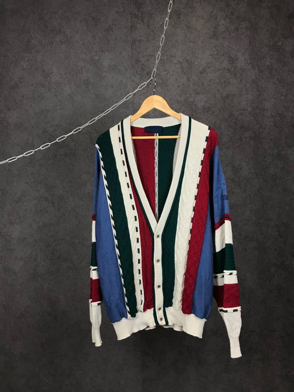 Coogi style vintage multicolor sweater cardigan