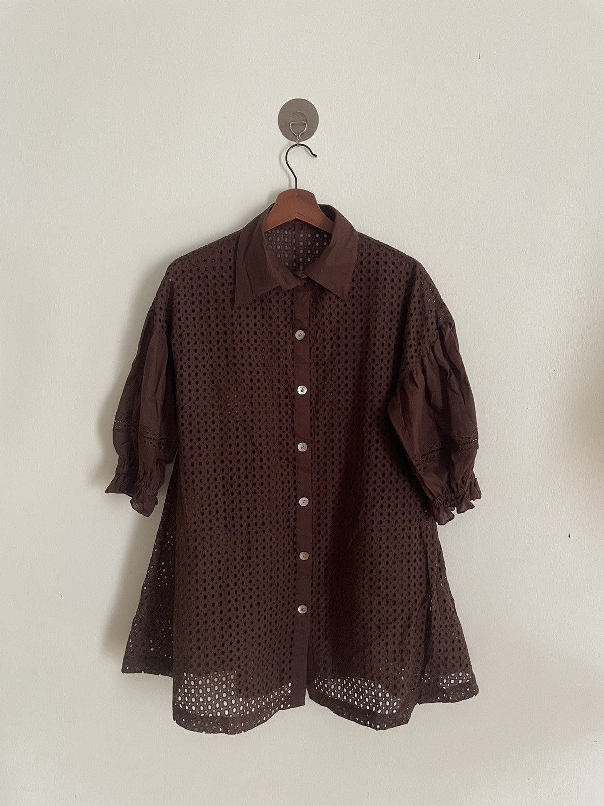 Japanese Brand Yukiko Hanai Mesh Blouse Size L / US 10 / IT 46 - 1 Thumbnail