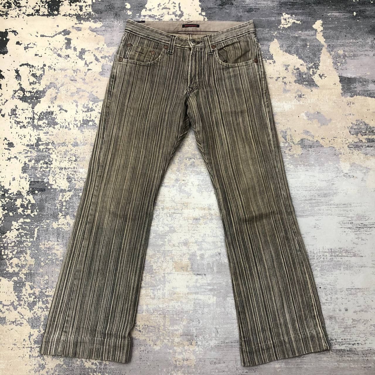 Japanese Brand P414 BLUE WAY MODERN VTG FLARED MADE IN NIPPON STRIPED DENIM Size US 32 / EU 48 - 9 Thumbnail