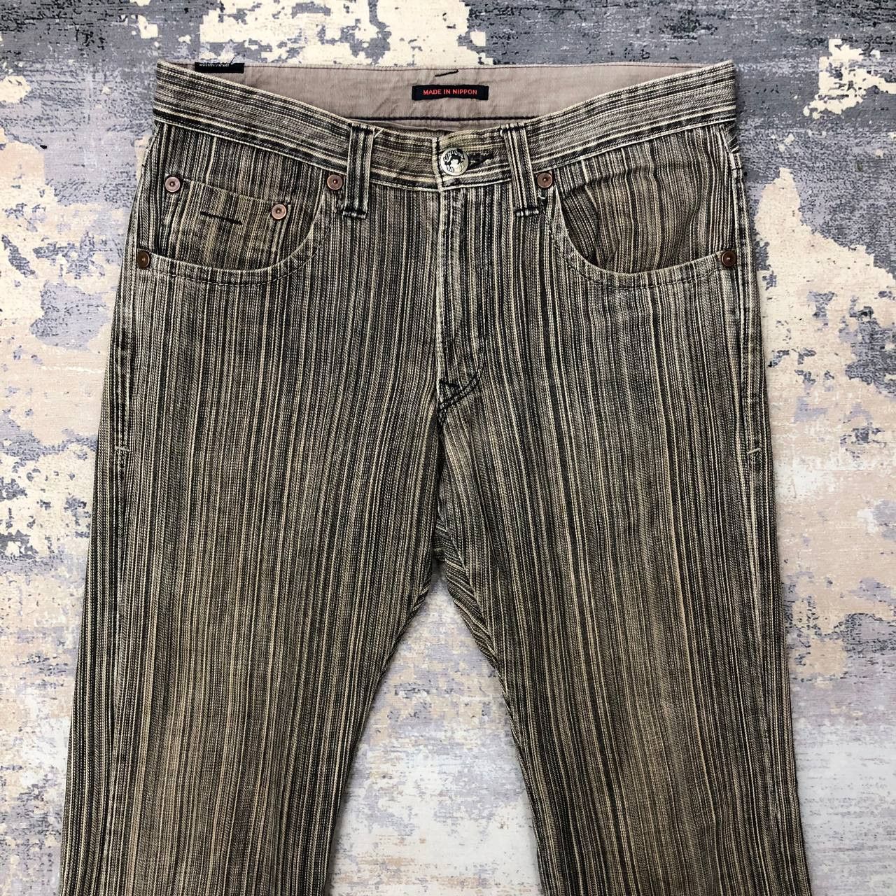 Japanese Brand P414 BLUE WAY MODERN VTG FLARED MADE IN NIPPON STRIPED DENIM Size US 32 / EU 48 - 2 Thumbnail