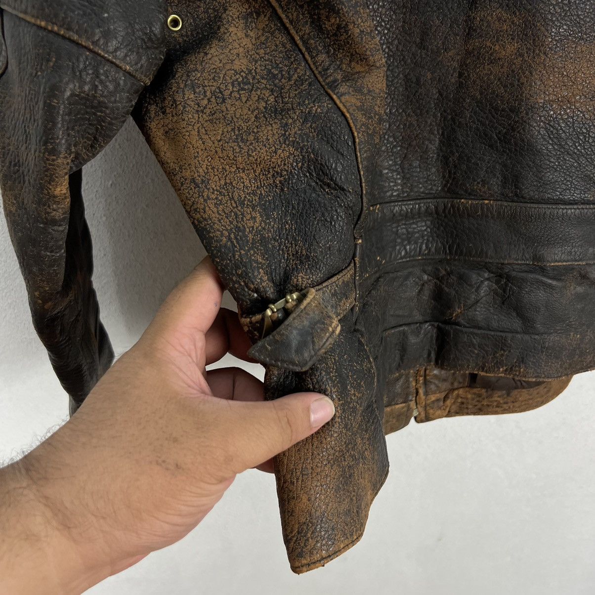 Leather VINTAGE CRASH MK 3 LEATHER RIDER BIKER JACKET Size US M / EU 48-50 / 2 - 13 Thumbnail