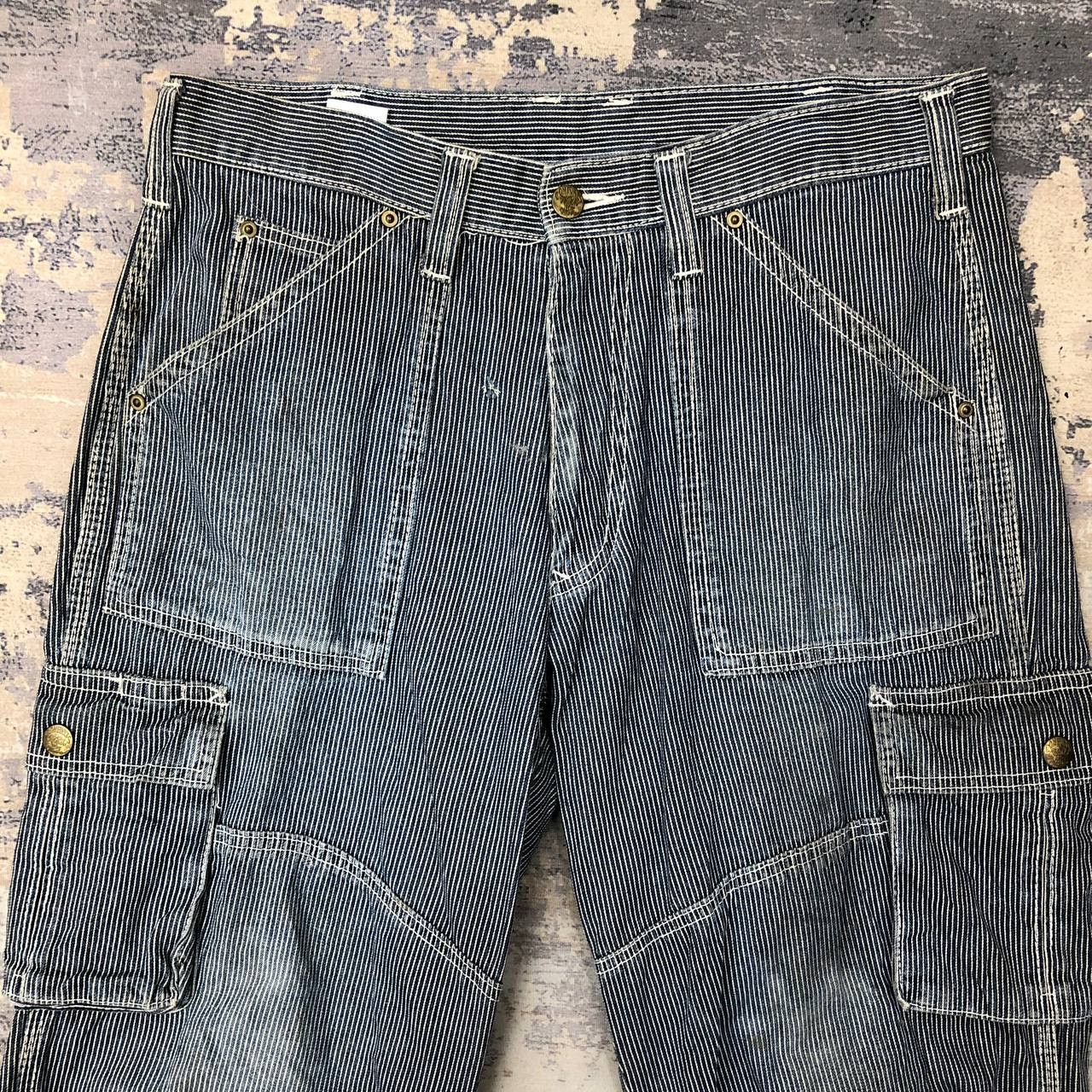 Japanese Brand P408 VTG DOGMAN HICKORY STRIPED CARGO PANTS Size US 33 - 3 Thumbnail