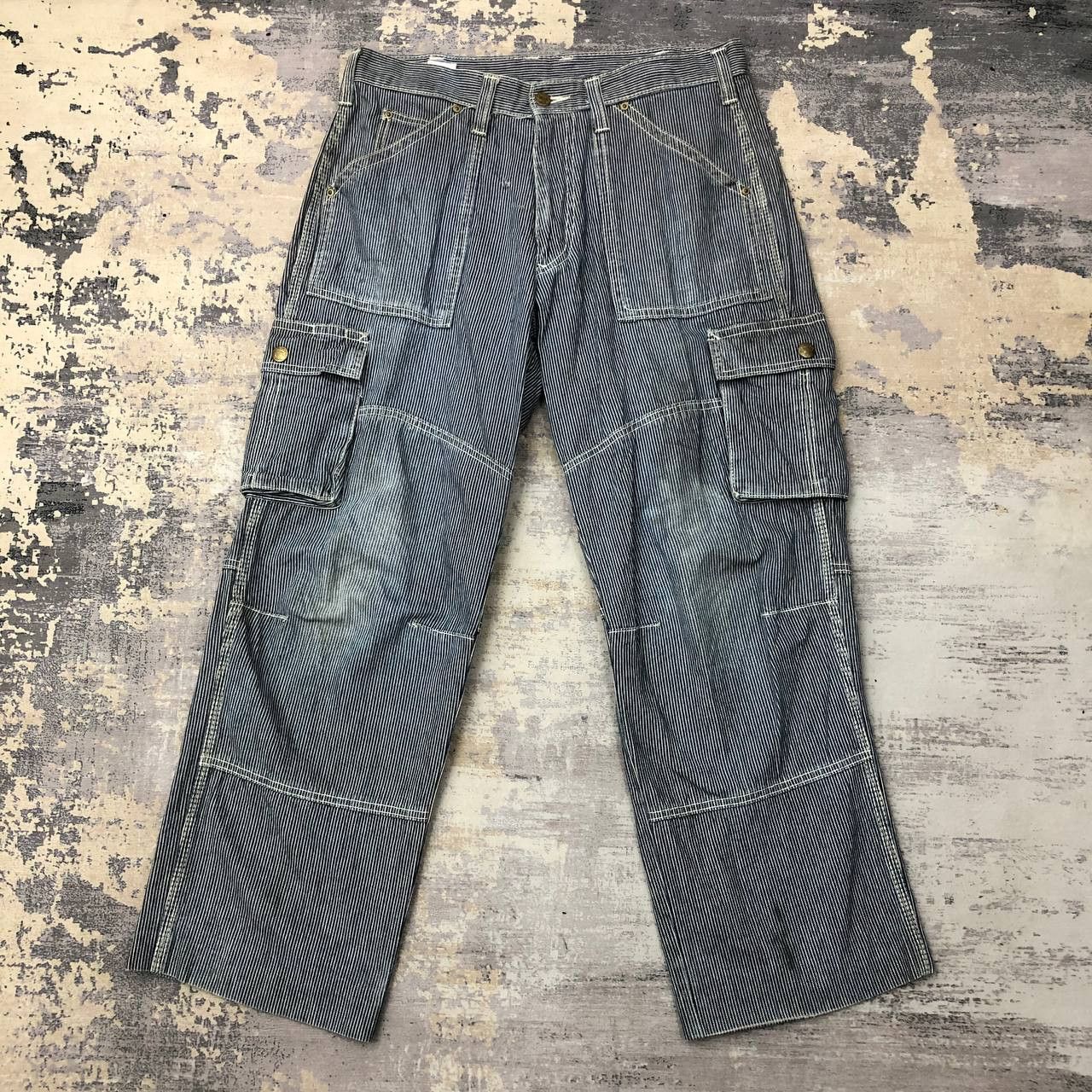 Japanese Brand P408 VTG DOGMAN HICKORY STRIPED CARGO PANTS Size US 33 - 1 Thumbnail