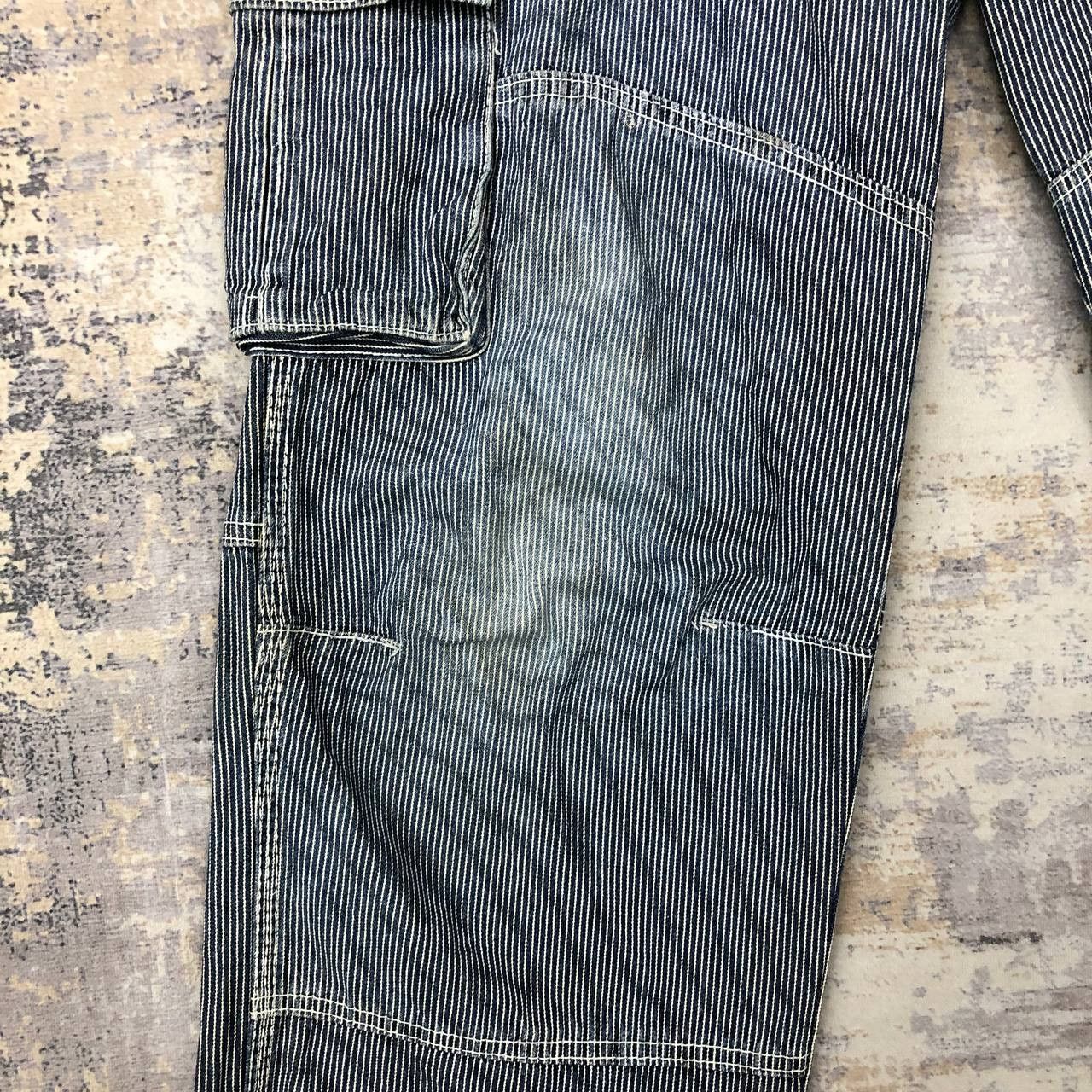 Japanese Brand P408 VTG DOGMAN HICKORY STRIPED CARGO PANTS Size US 33 - 11 Thumbnail