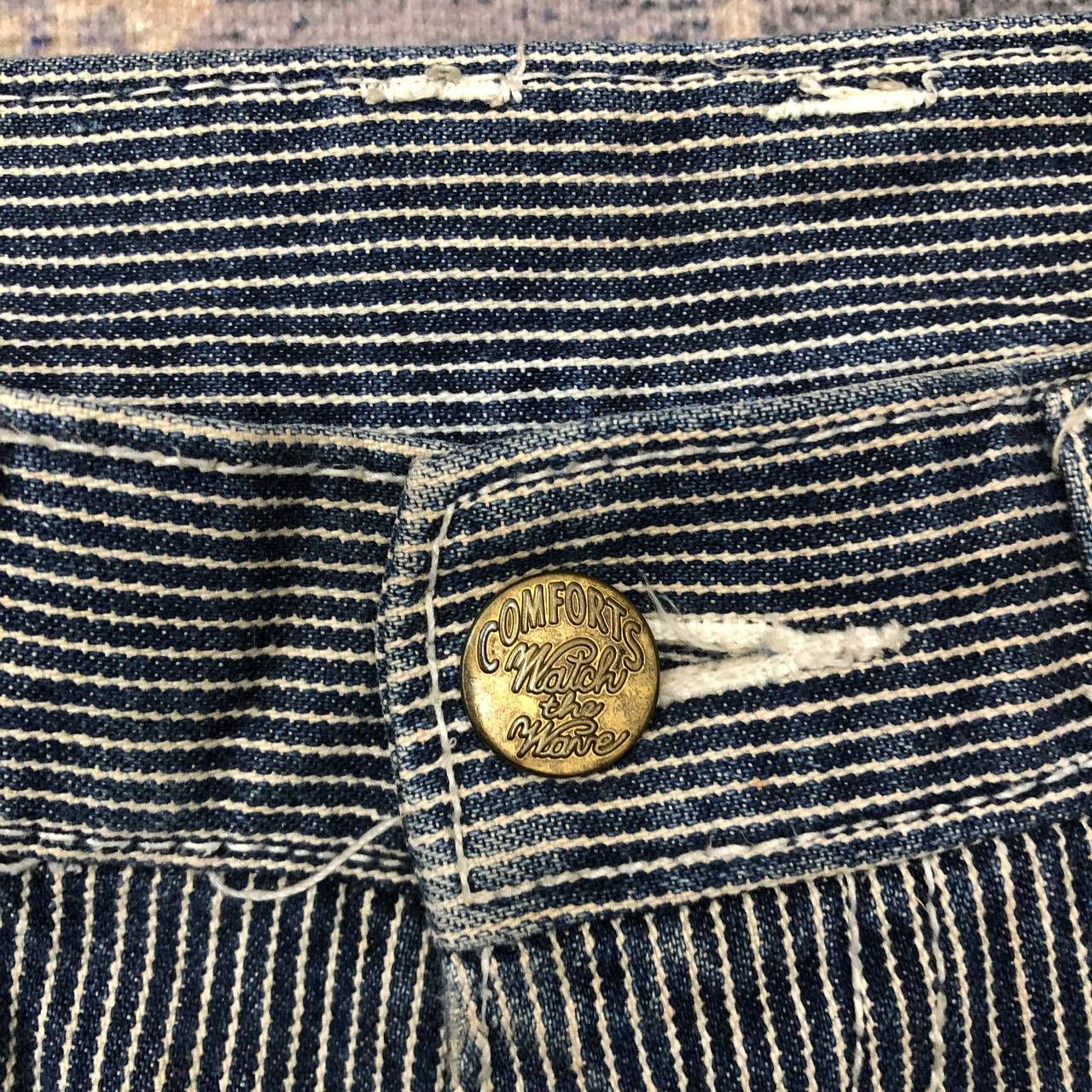Japanese Brand P408 VTG DOGMAN HICKORY STRIPED CARGO PANTS Size US 33 - 10 Thumbnail