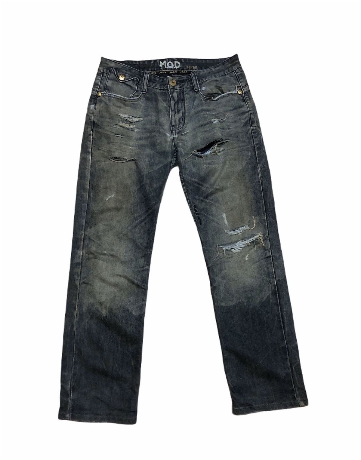 Japanese Brand ❌SUMMER SALE❌Flare Distressed Denim Jeans Japanese Brand Size US 32 / EU 48 - 1 Thumbnail