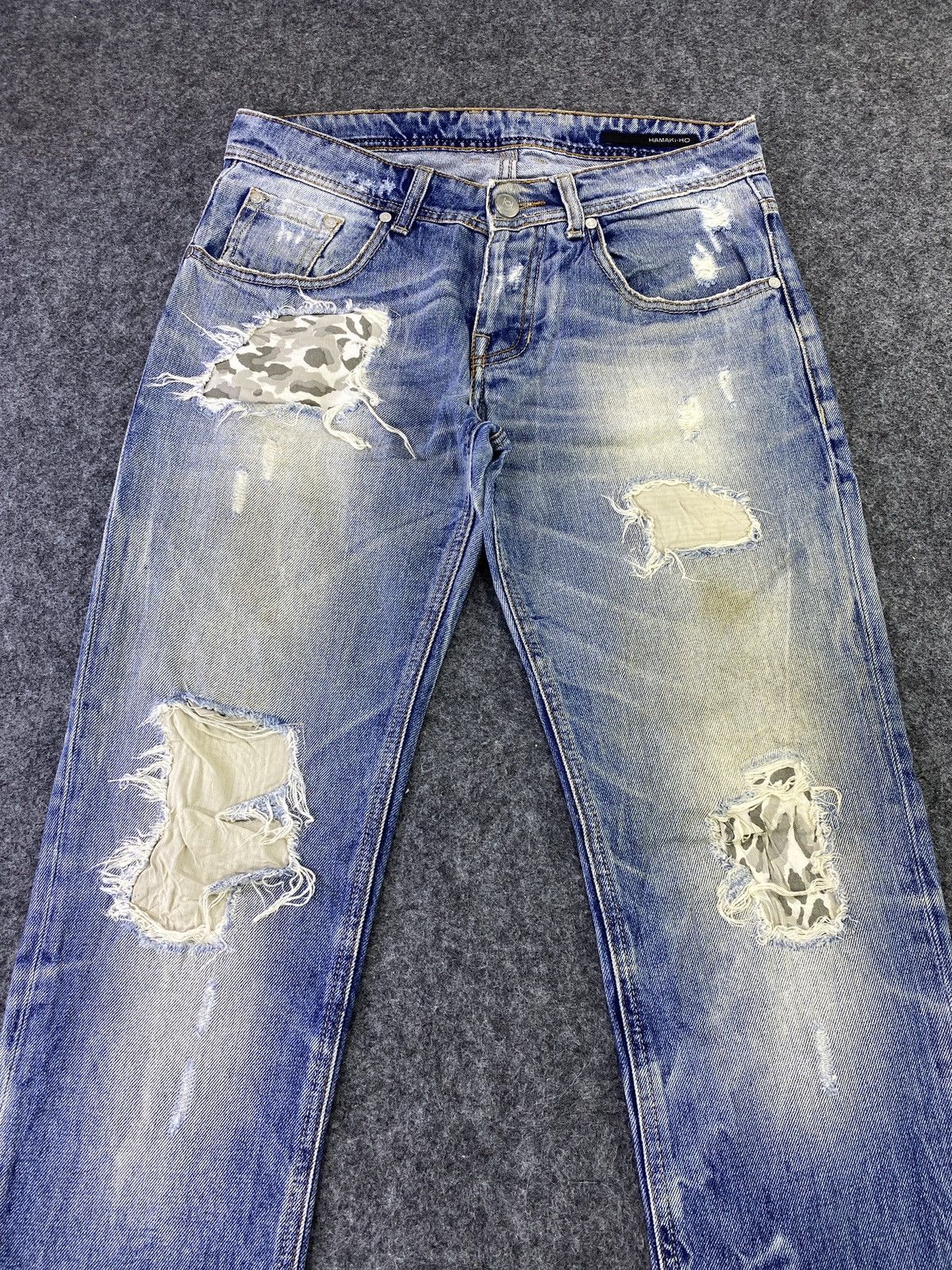 HAMAKI-HO Hamaki-Ho Distressed Blue Wash Jeans - J802 Size US 32 / EU 48 - 9 Thumbnail