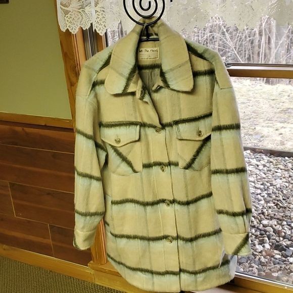 Free People We the Free Sz. S Ivory Plaid Lined Ice Storm Bu