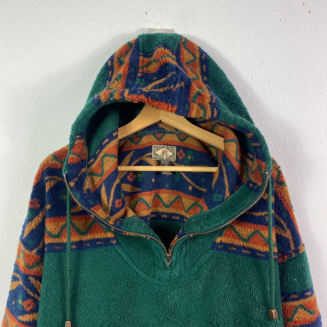 Vintage EXP Fleece Aztec Oversized Quarter Zipper Hoodie Pullover Size US XL / EU 56 / 4 - 3 Thumbnail