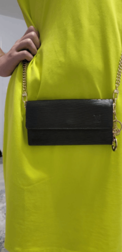 Epi Leather International Black Wallet on Chain