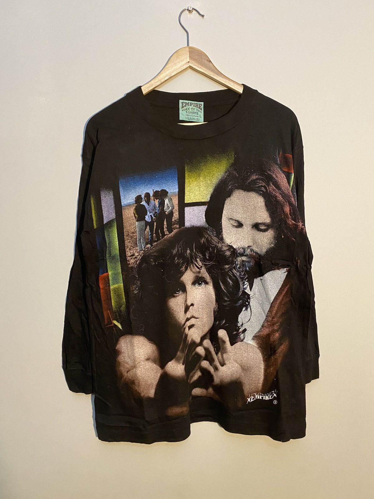 image of The Doors Morisson Hotel 90's Vintage Empire Band Tshirt in Black, Men's (Size Large)