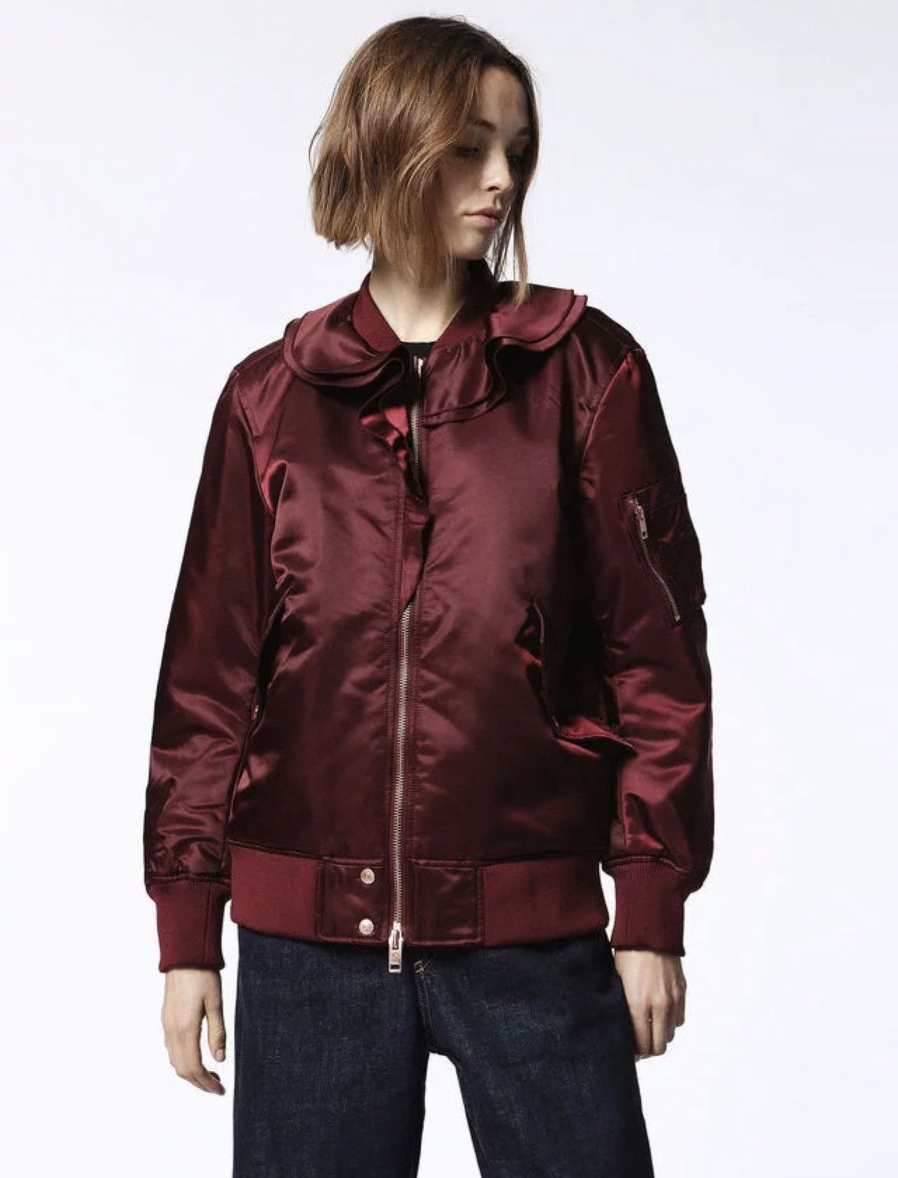 Diesel × Japanese Brand (598$ RRP) Diesel avant garde burgundy bomber jacket Size M / US 6-8 / IT 42-44 - 3 Thumbnail