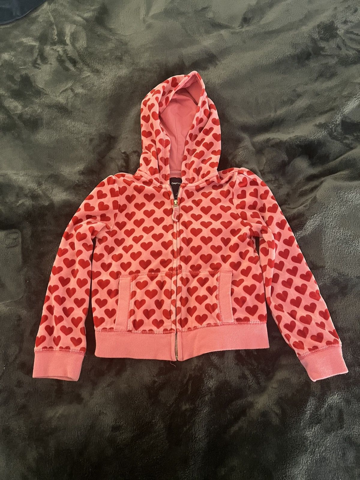 Gap velour red hearts kids zip up discount jacket