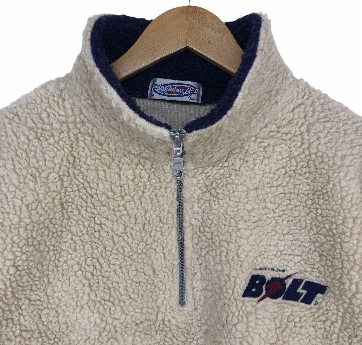 Lightning Bolt Vintage Lightning Bolt Deep Pile Fleece Half Zipper Jacket Size US M / EU 48-50 / 2 - 2 Thumbnail