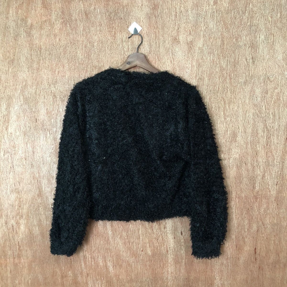 Japanese Brand Begum Black Shag Shaggy Fur Mohair Cardigan #6399DLAL Size M / US 6-8 / IT 42-44 - 6 Thumbnail
