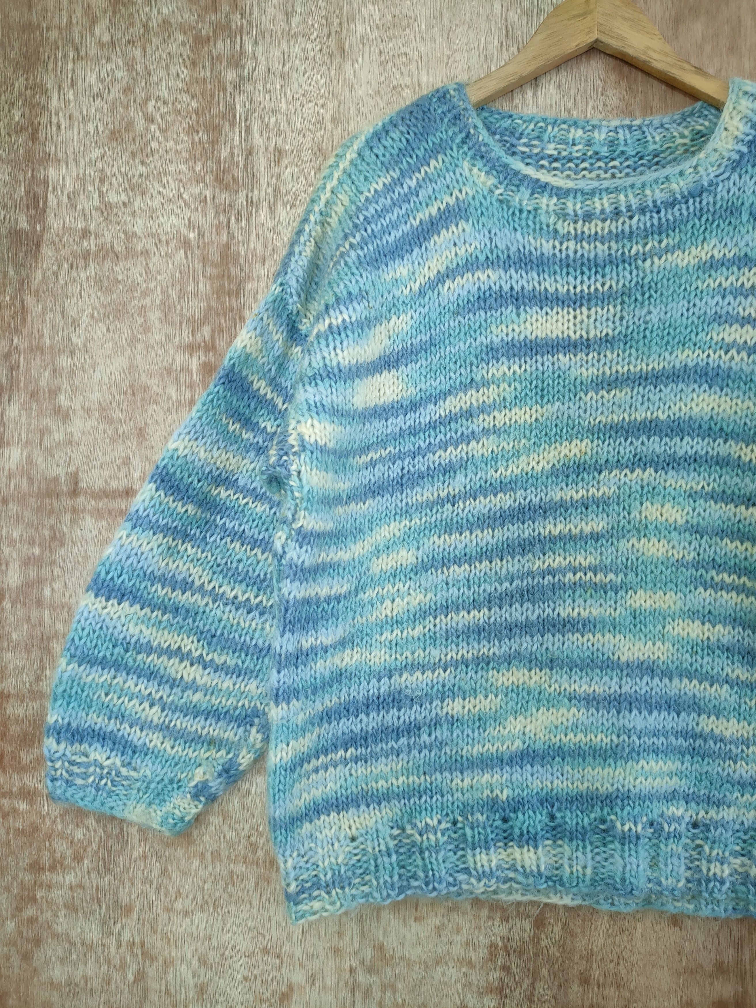 Handmade DLL Handmade vintage cable knitwear mohair blue #46-574 Size US M / EU 48-50 / 2 - 2 Thumbnail